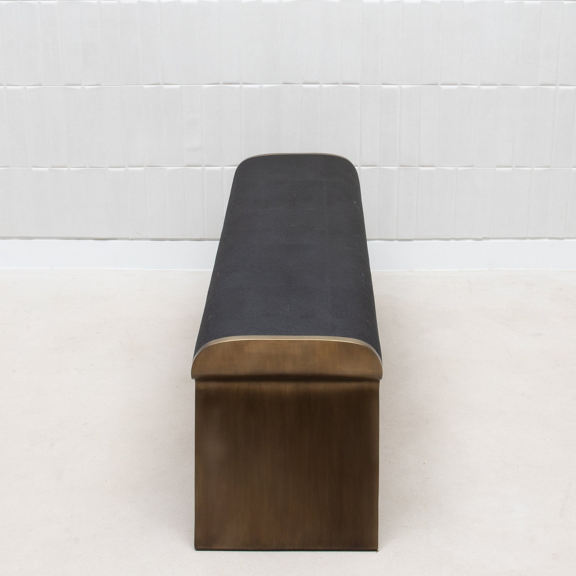Dandy Bench in Black Shagreen with Brass by Kifu Paris