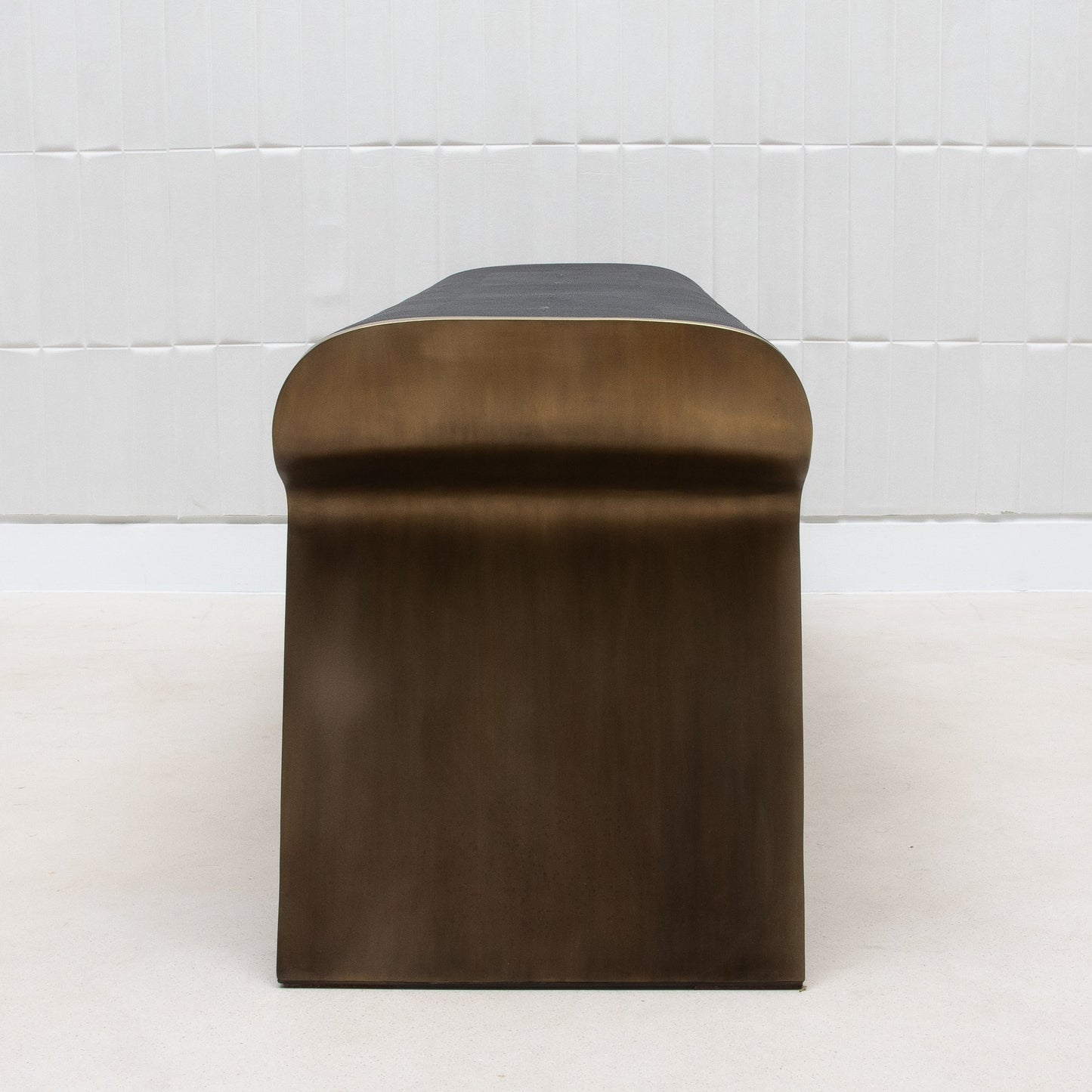 Dandy Bench in Black Shagreen with Brass by Kifu Paris