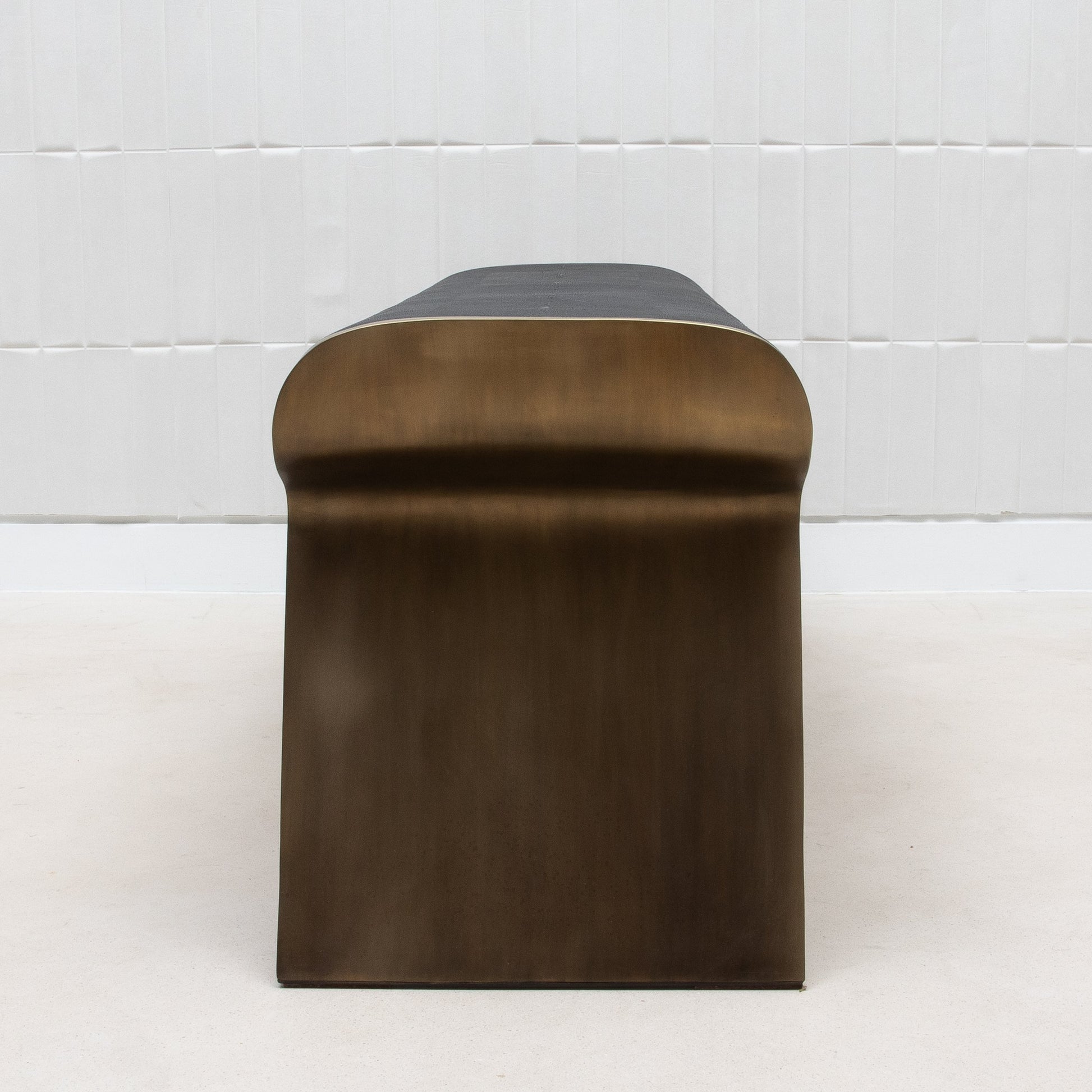Dandy Bench in Black Shagreen with Brass by Kifu Paris