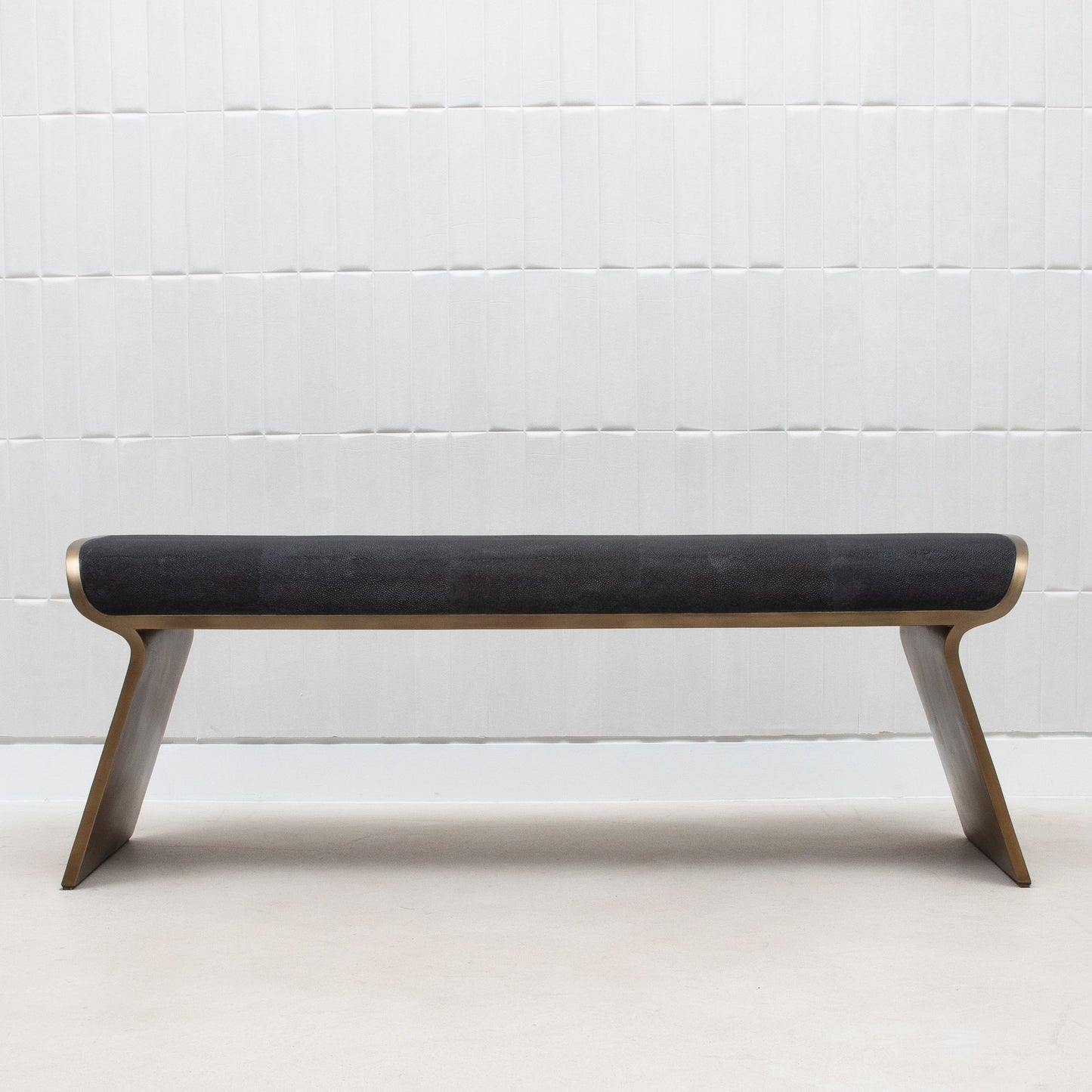 Dandy Bench in Black Shagreen with Brass by Kifu Paris