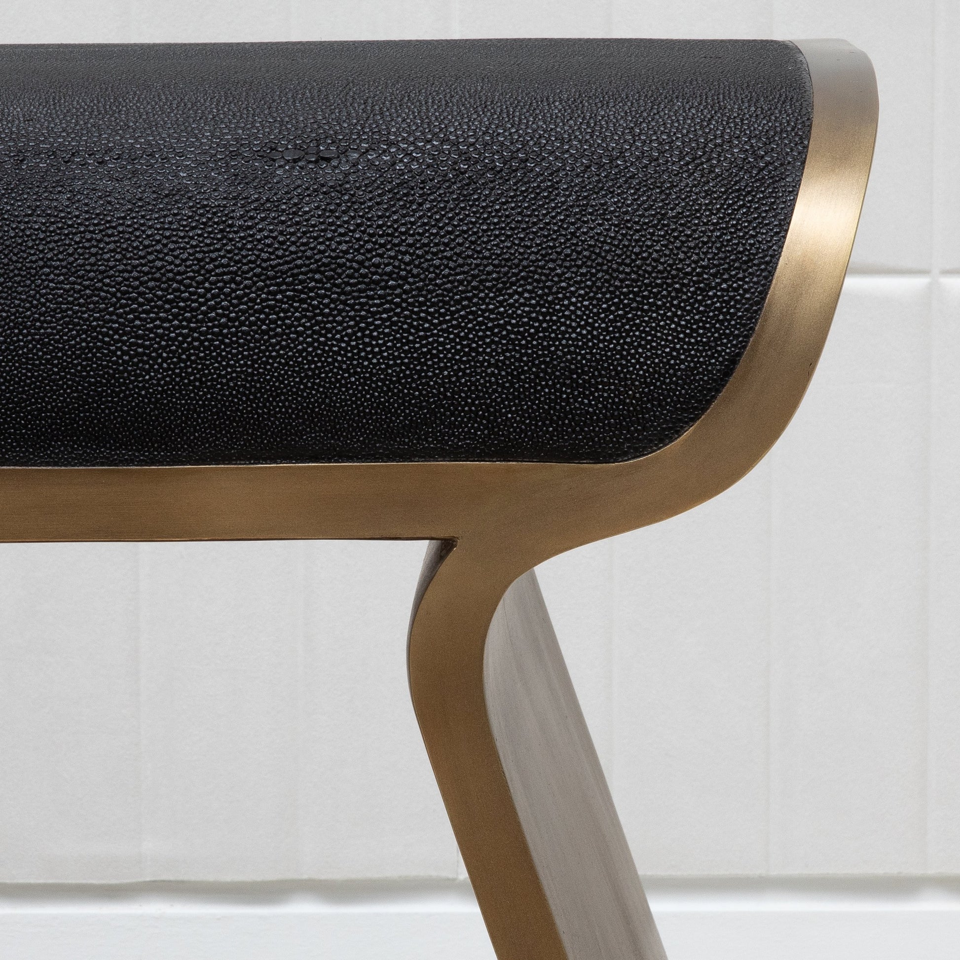 Dandy Bench in Black Shagreen with Brass by Kifu Paris