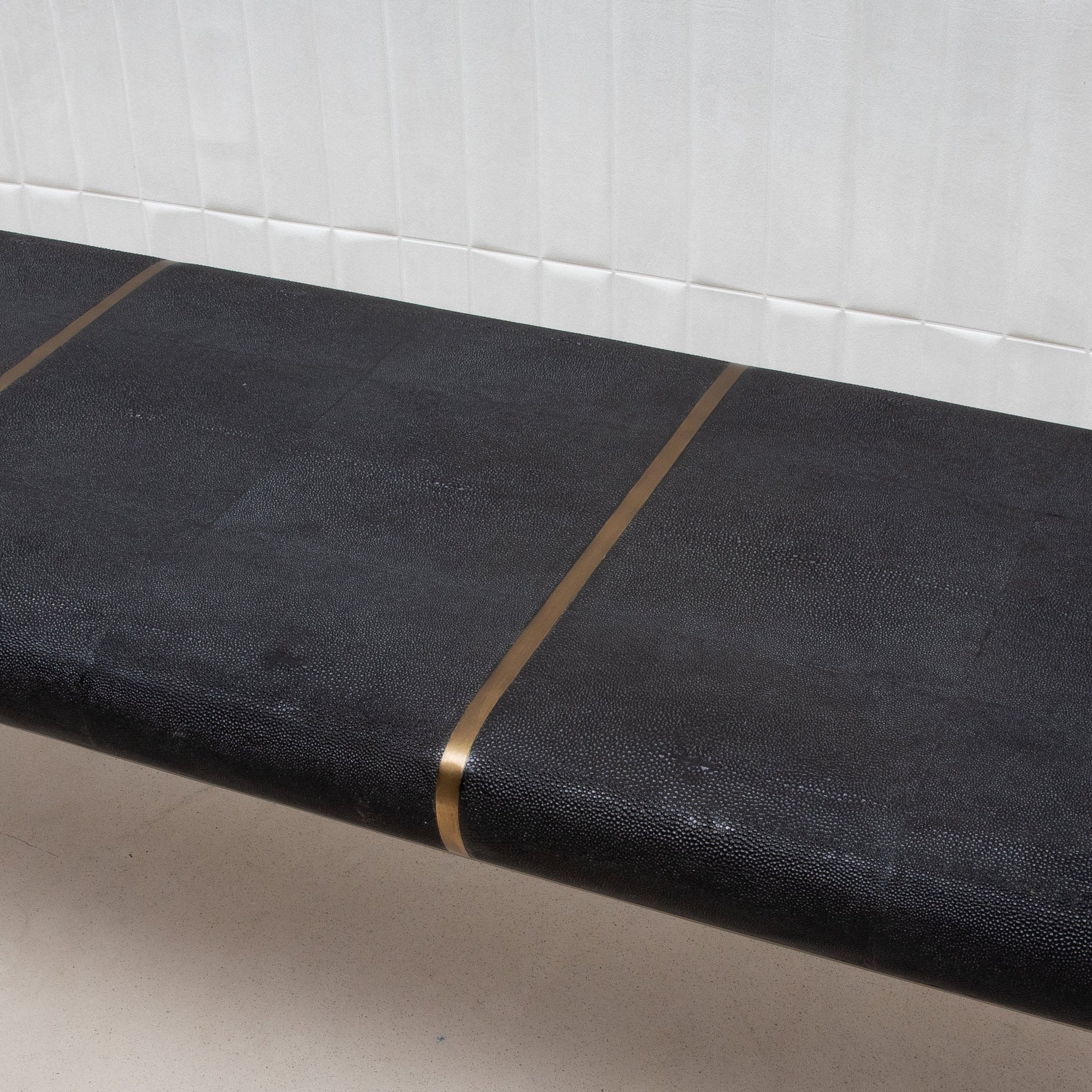 Victoria Bench in Black Shagreen with Brass by R&Y Augousti