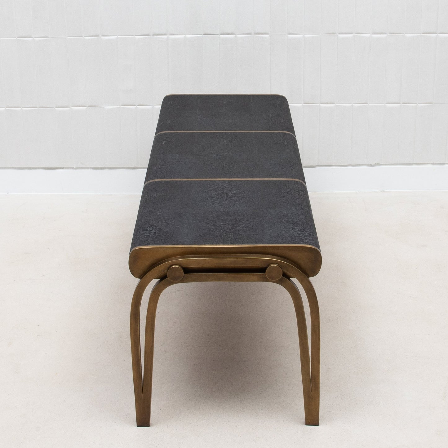 Victoria Bench in Black Shagreen with Brass by R&Y Augousti