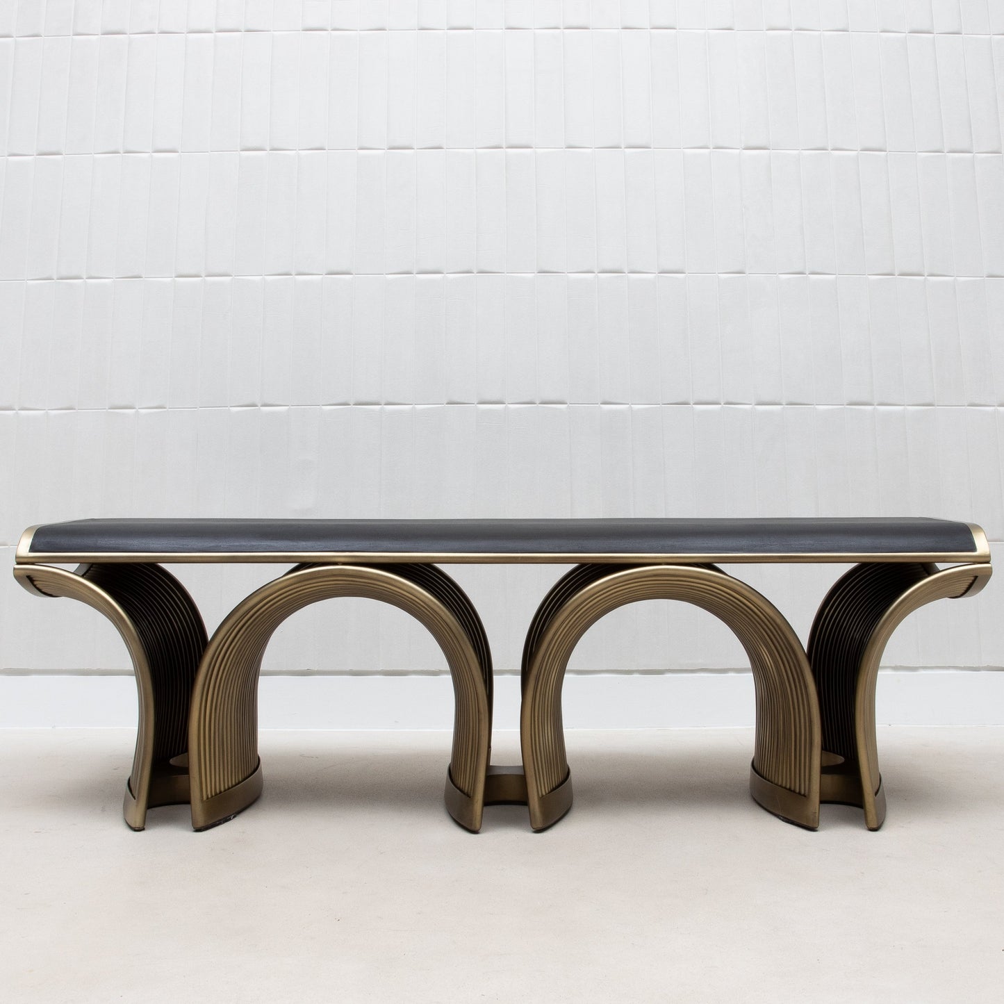 Nymphea Bench in Black Oak with Brass by R&Y Augousti