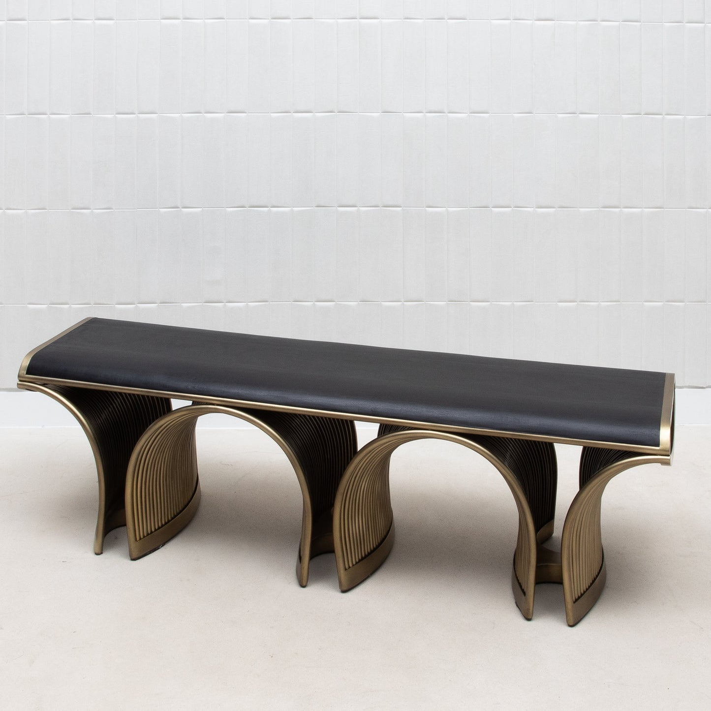 Nymphea Bench in Black Oak with Brass by R&Y Augousti