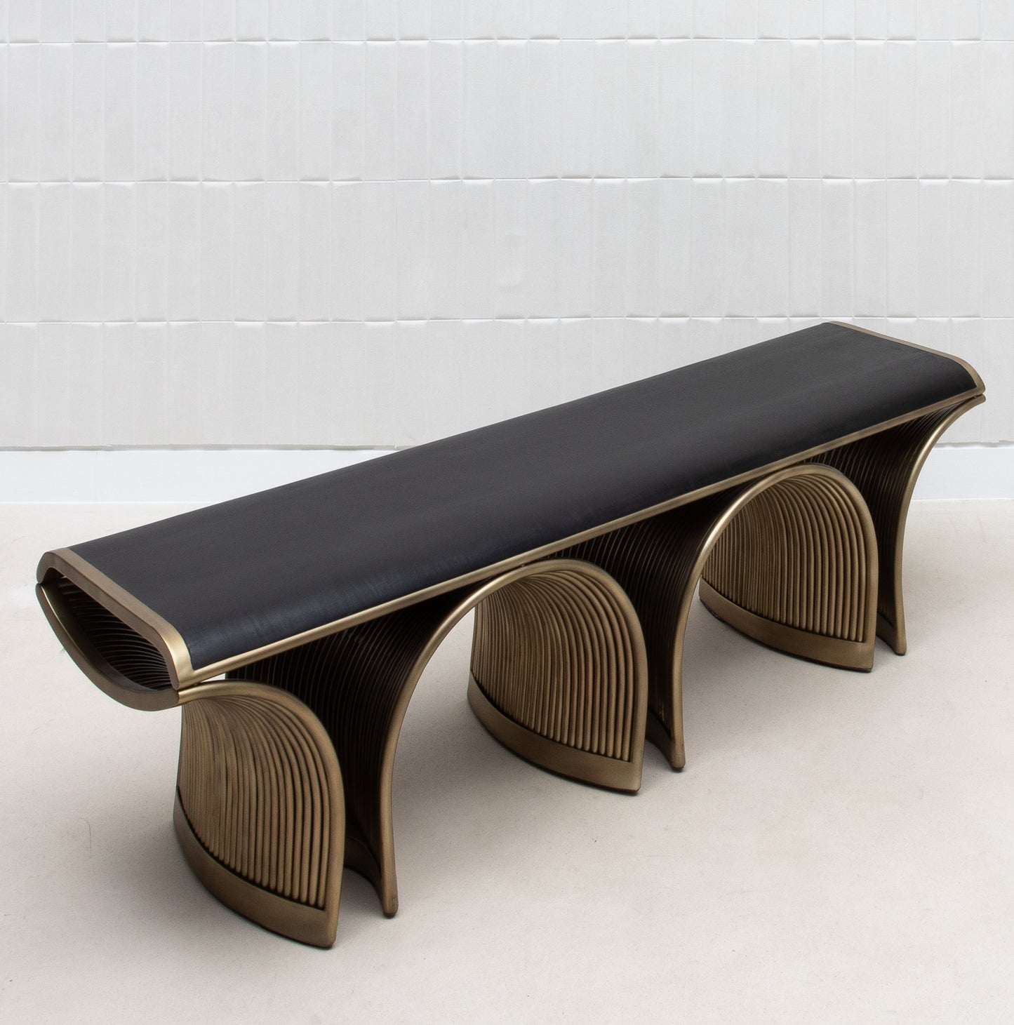 Nymphea Bench in Black Oak with Brass by R&Y Augousti