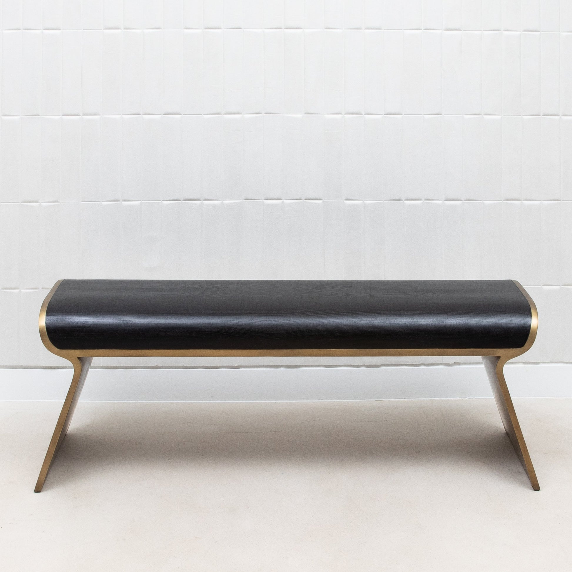 Dandy Bench in Black Oak with Brass by Kifu Paris
