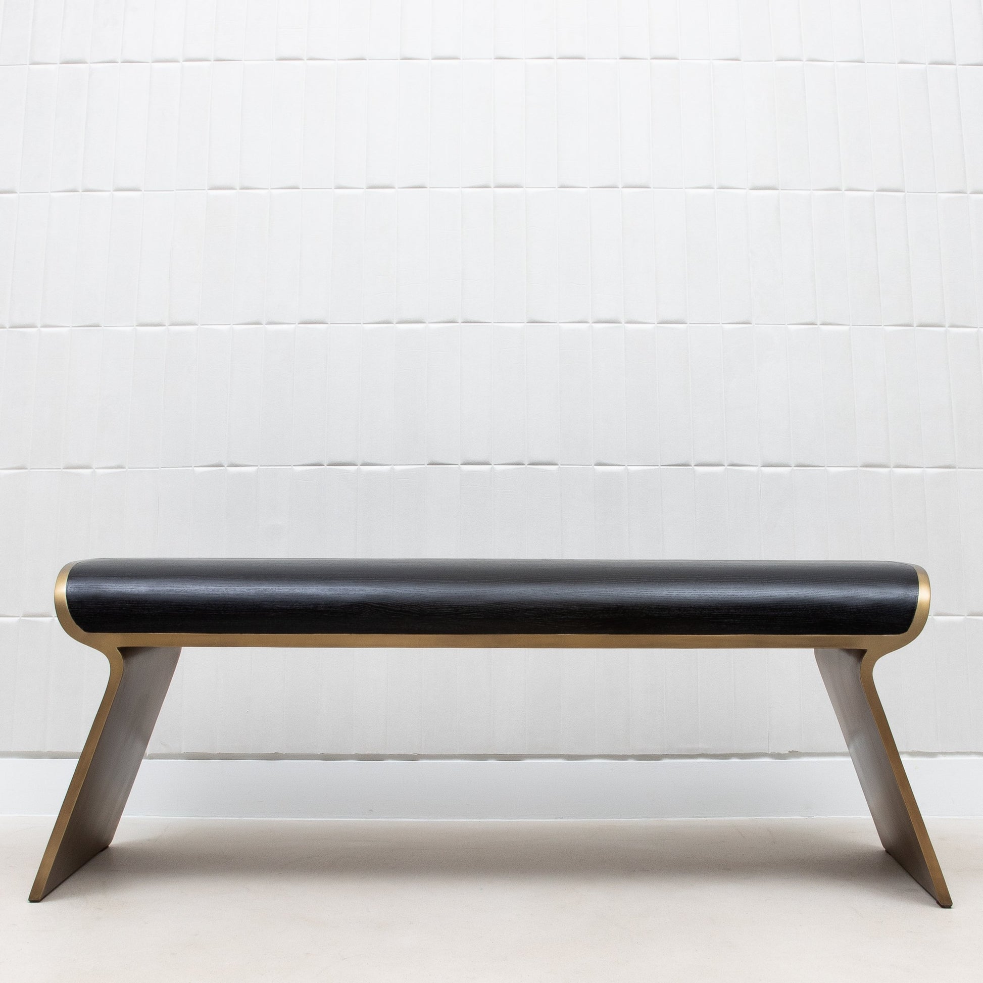 Dandy Bench in Black Oak with Brass by Kifu Paris