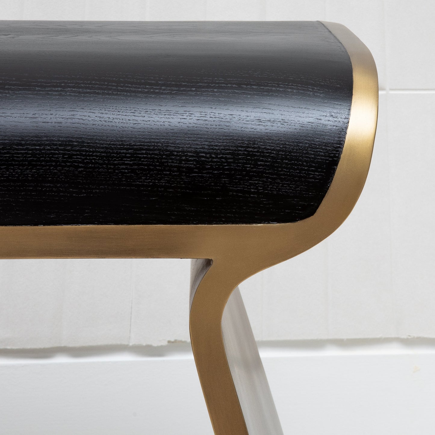 Dandy Bench in Black Oak with Brass by Kifu Paris