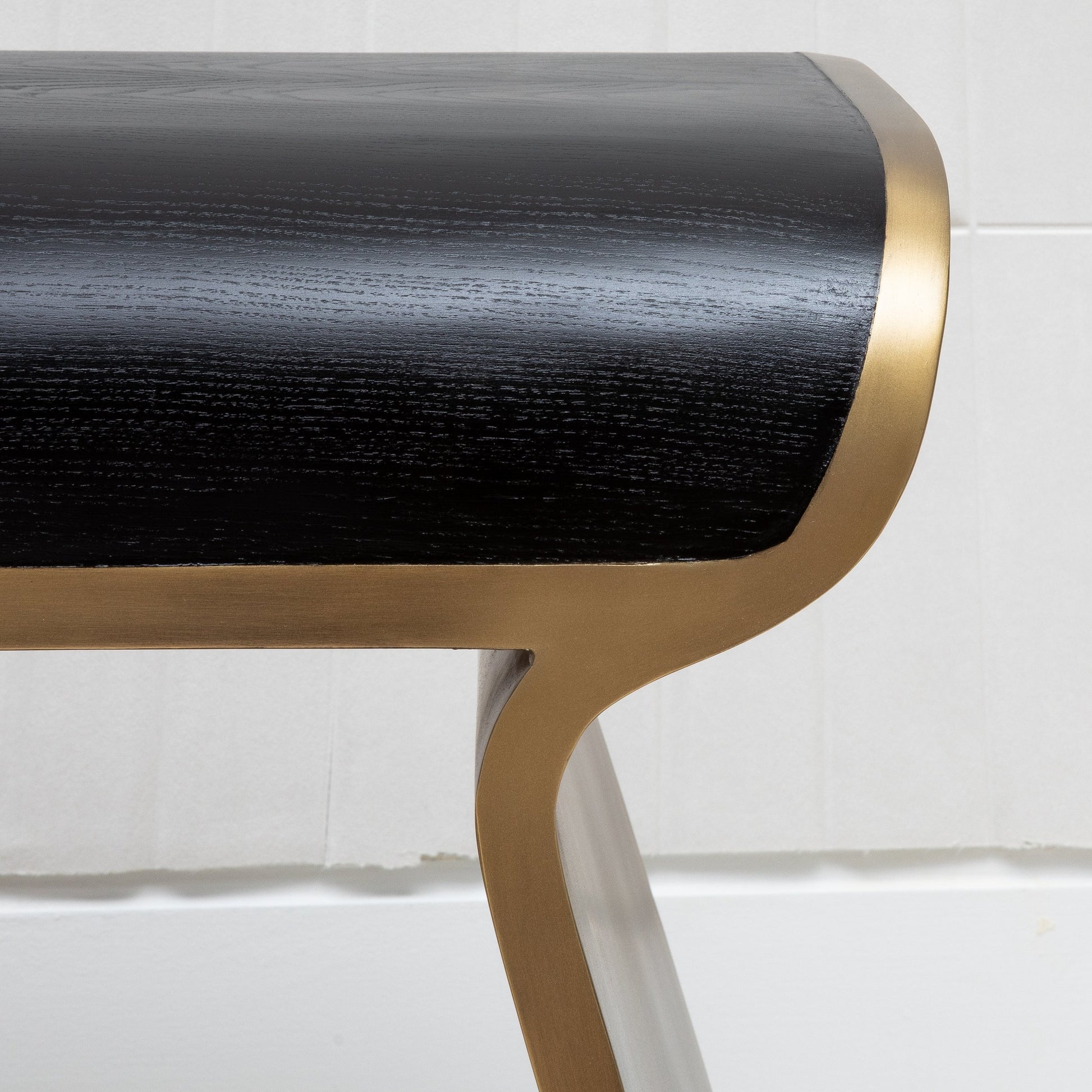 Dandy Bench in Black Oak with Brass by Kifu Paris