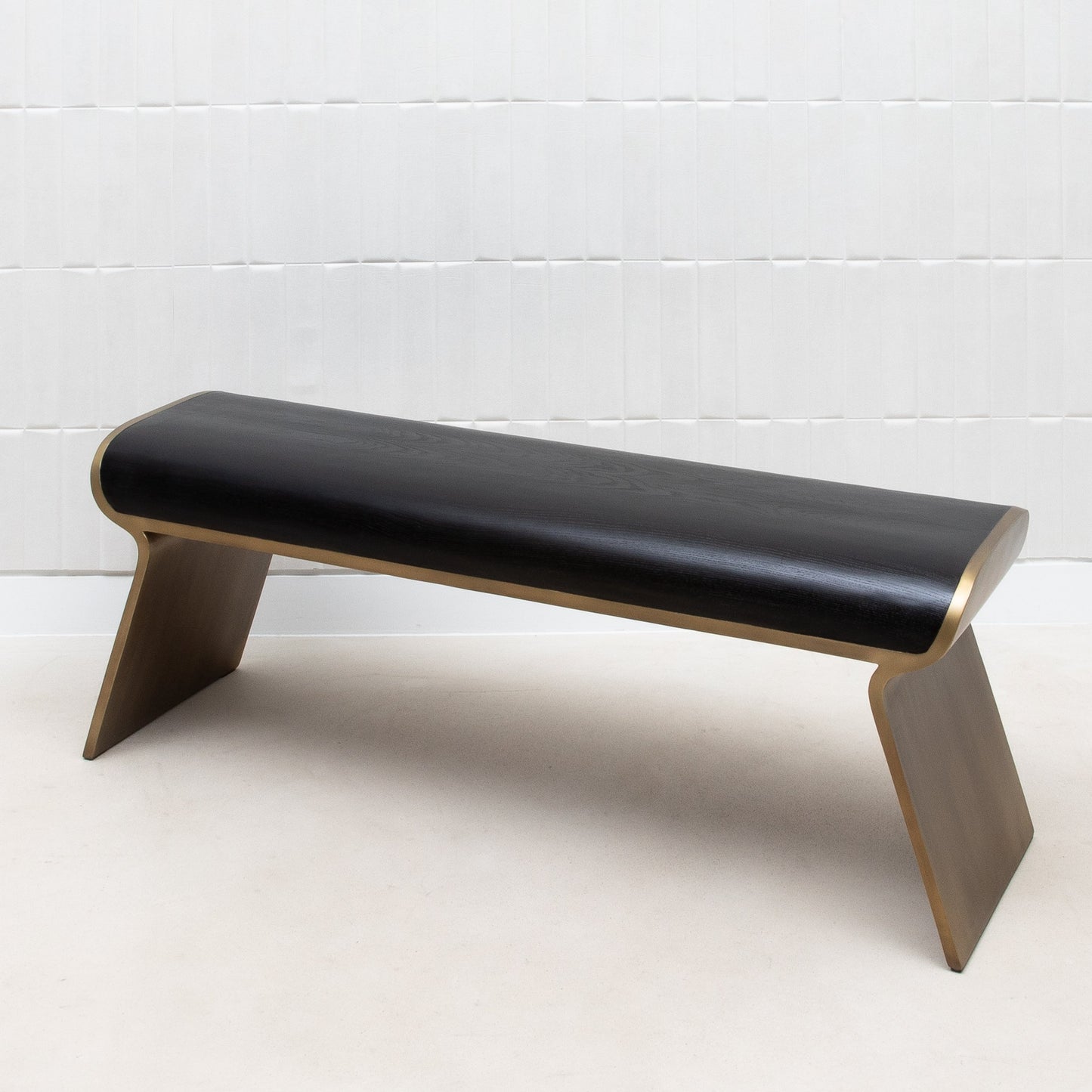 Dandy Bench in Black Oak with Brass by Kifu Paris