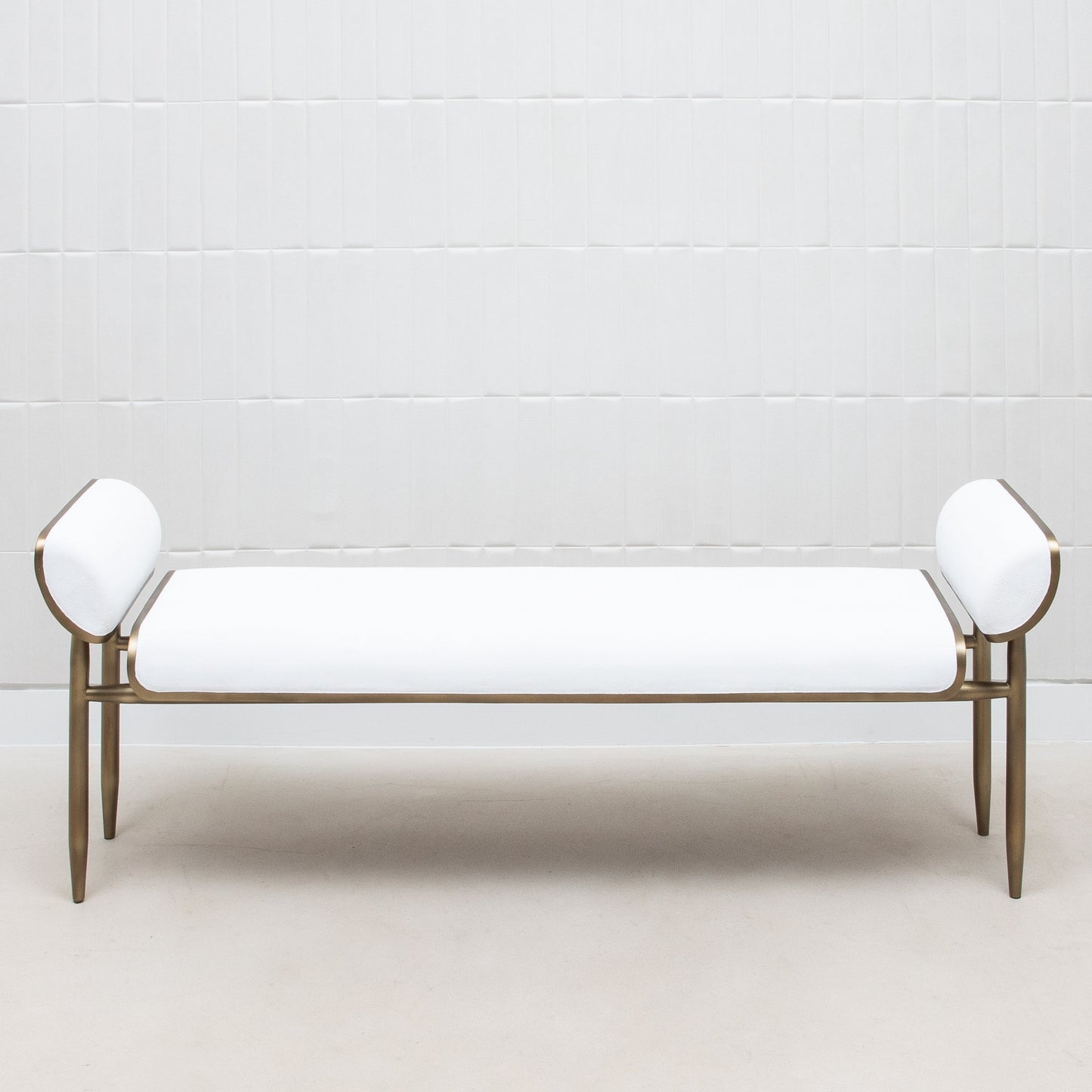 Dandy Day Bench in White Shagreen with Brass by Kifu Paris