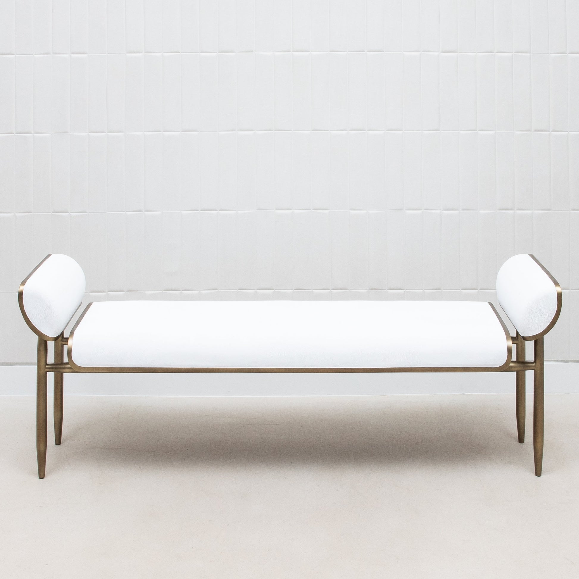Dandy Day Bench in White Shagreen with Brass by Kifu Paris