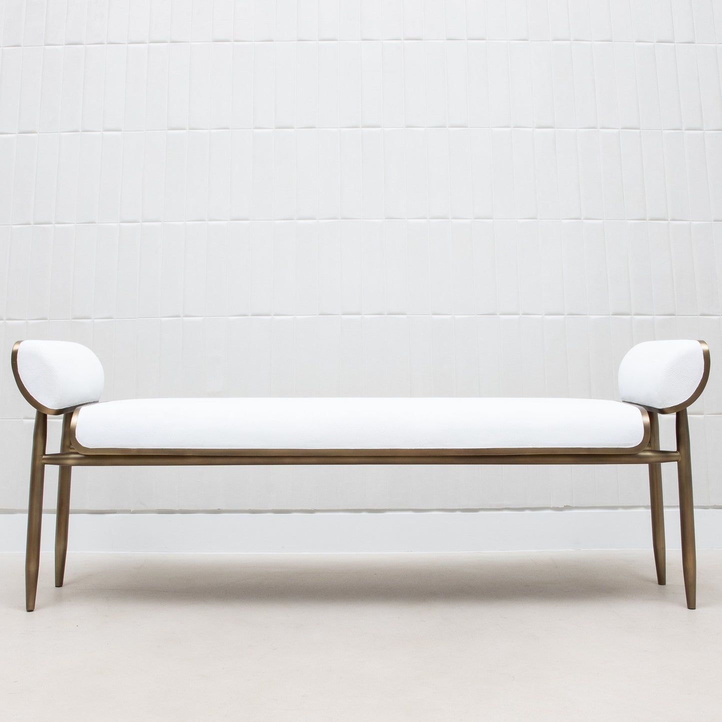 Dandy Day Bench in White Shagreen with Brass by Kifu Paris