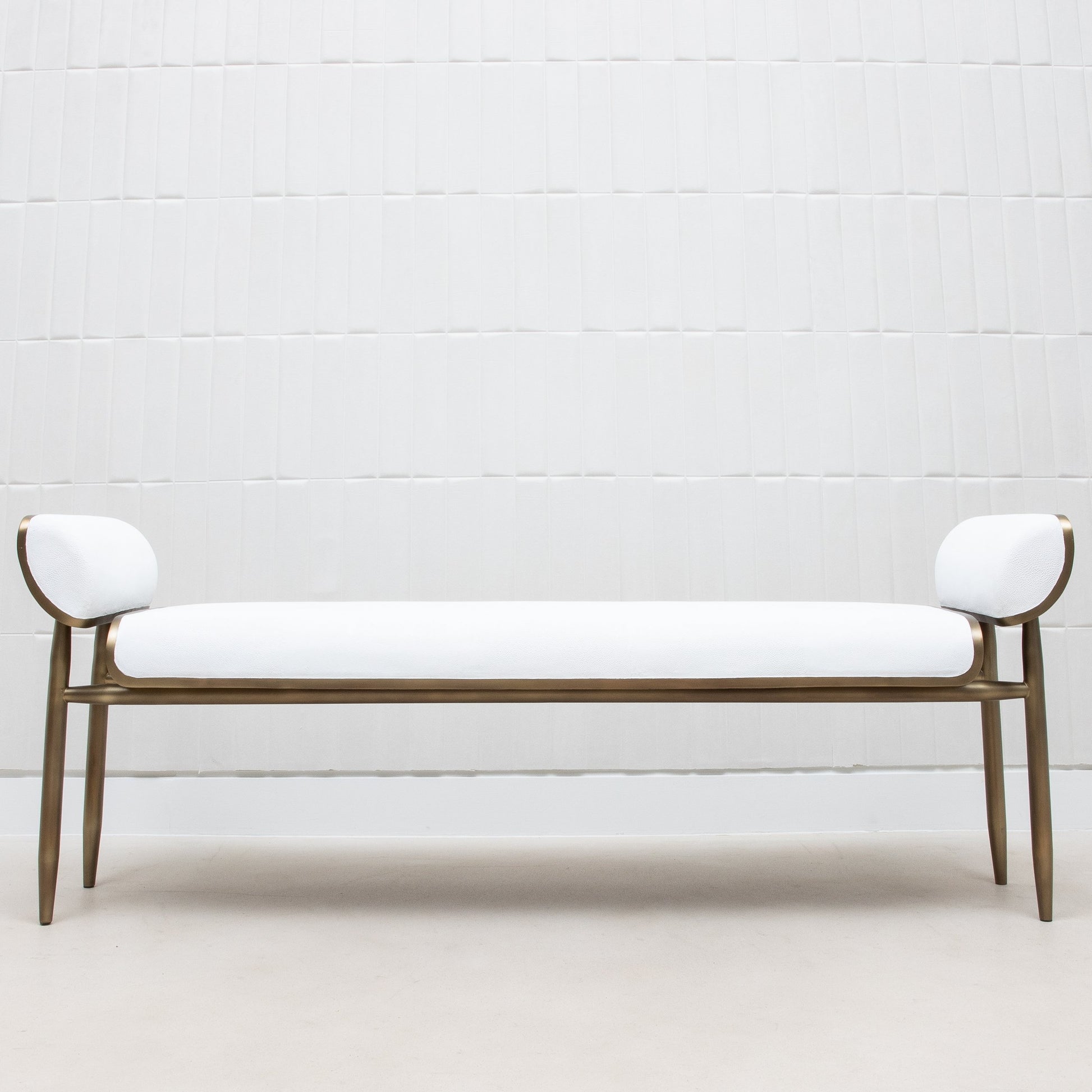 Dandy Day Bench in White Shagreen with Brass by Kifu Paris