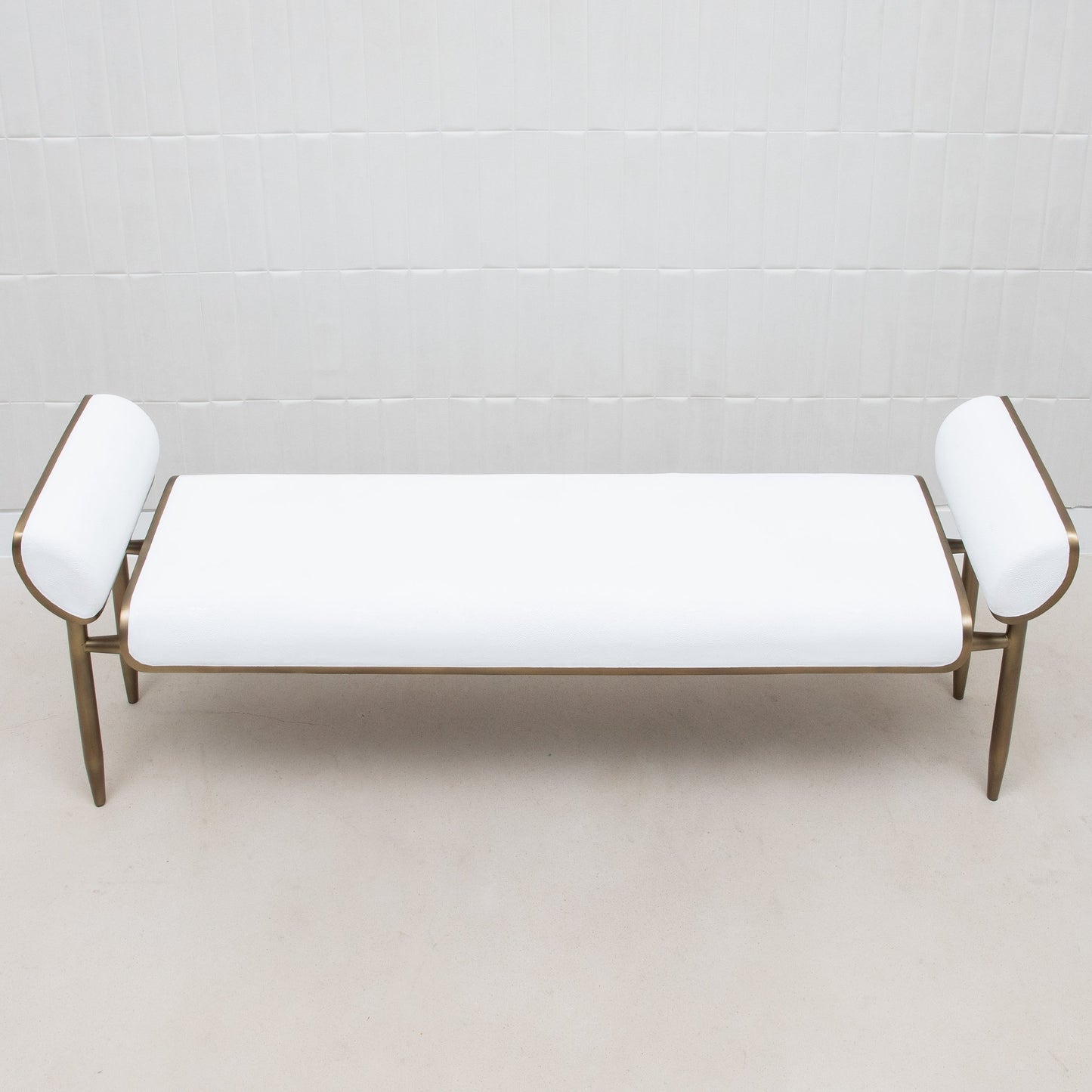Dandy Day Bench in White Shagreen with Brass by Kifu Paris