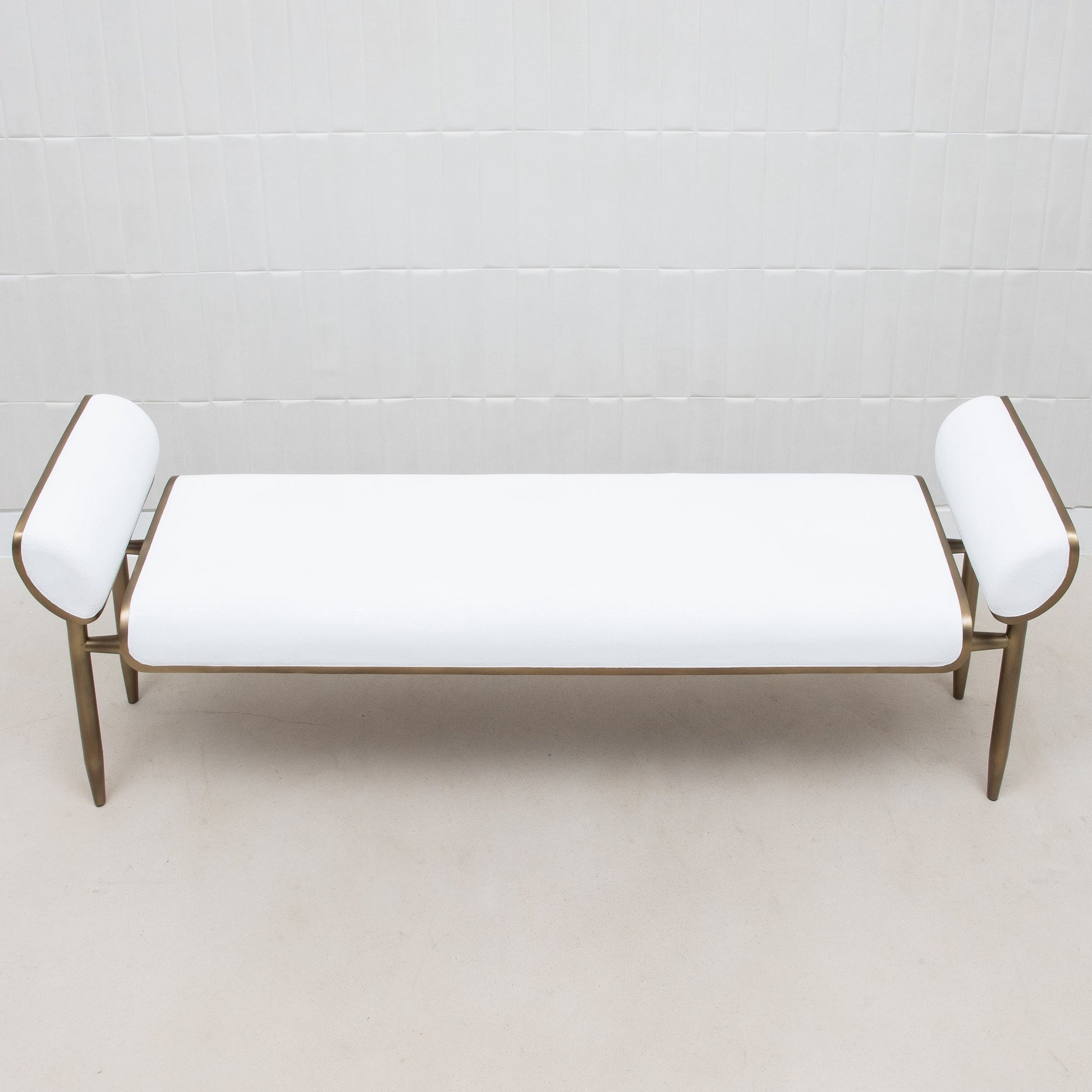 Dandy Day Bench in White Shagreen with Brass by Kifu Paris