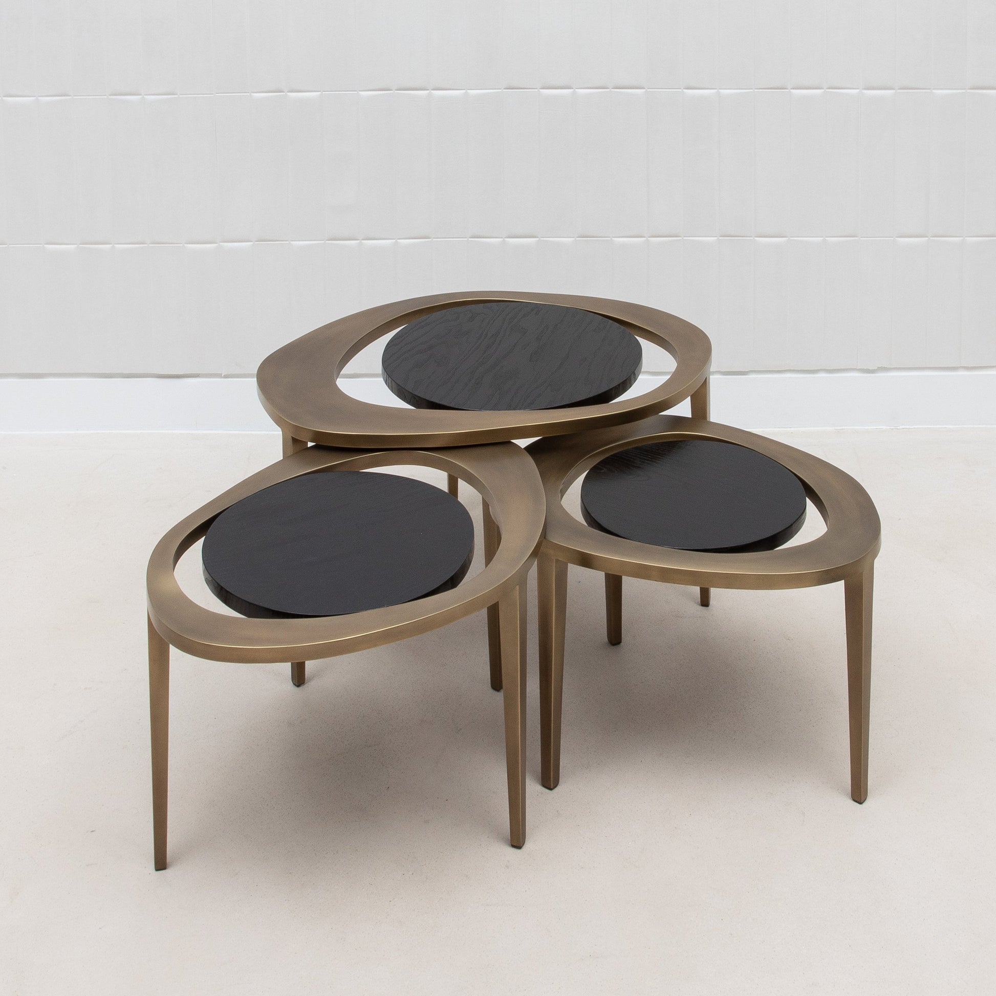 Set of 3 Nesting Tables in Black Oak by R&Y Augousti