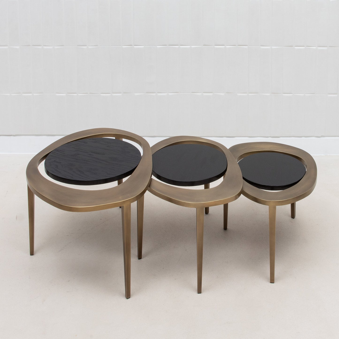 Set of 3 Nesting Tables in Black Oak by R&Y Augousti