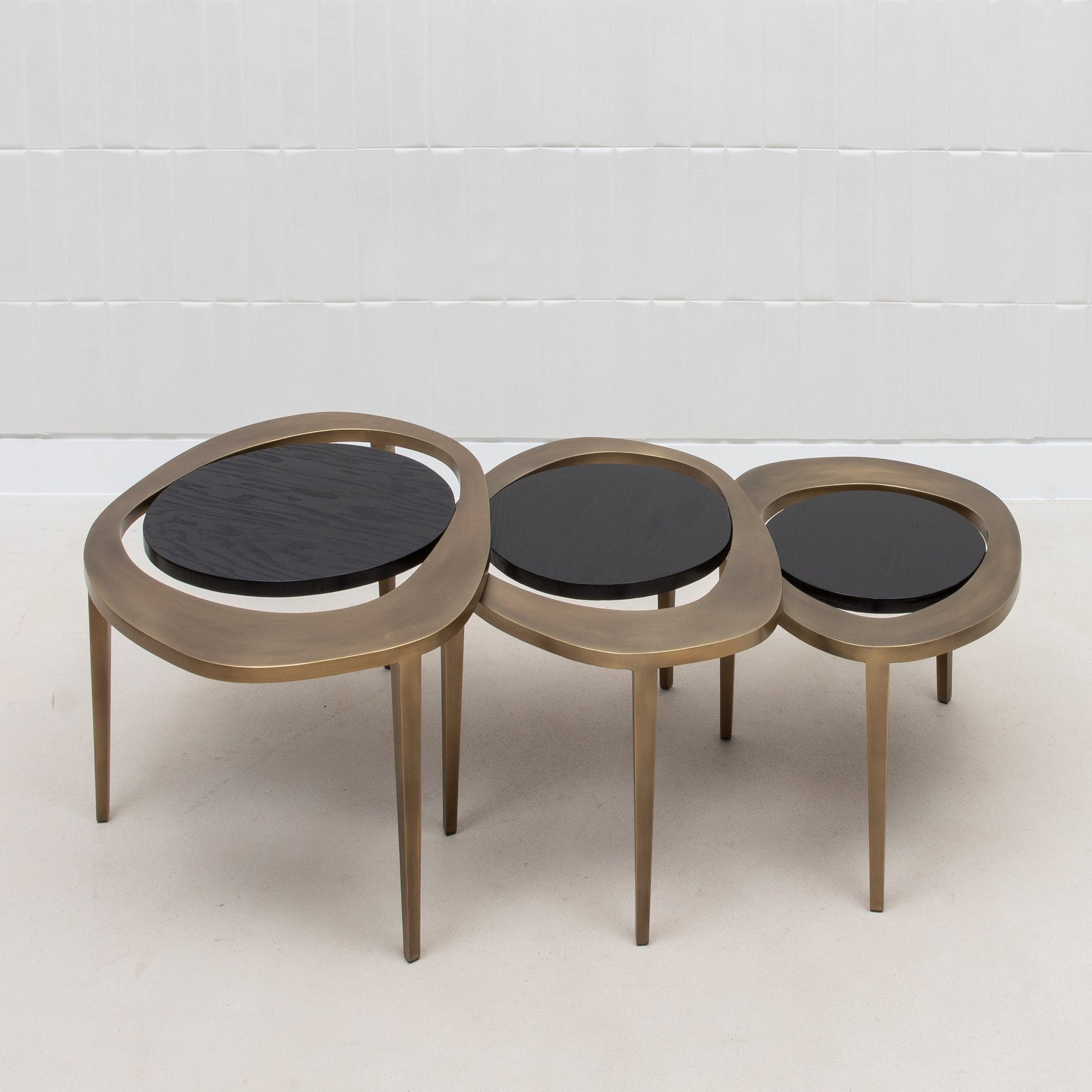 Set of 3 Nesting Tables in Black Oak by R&Y Augousti