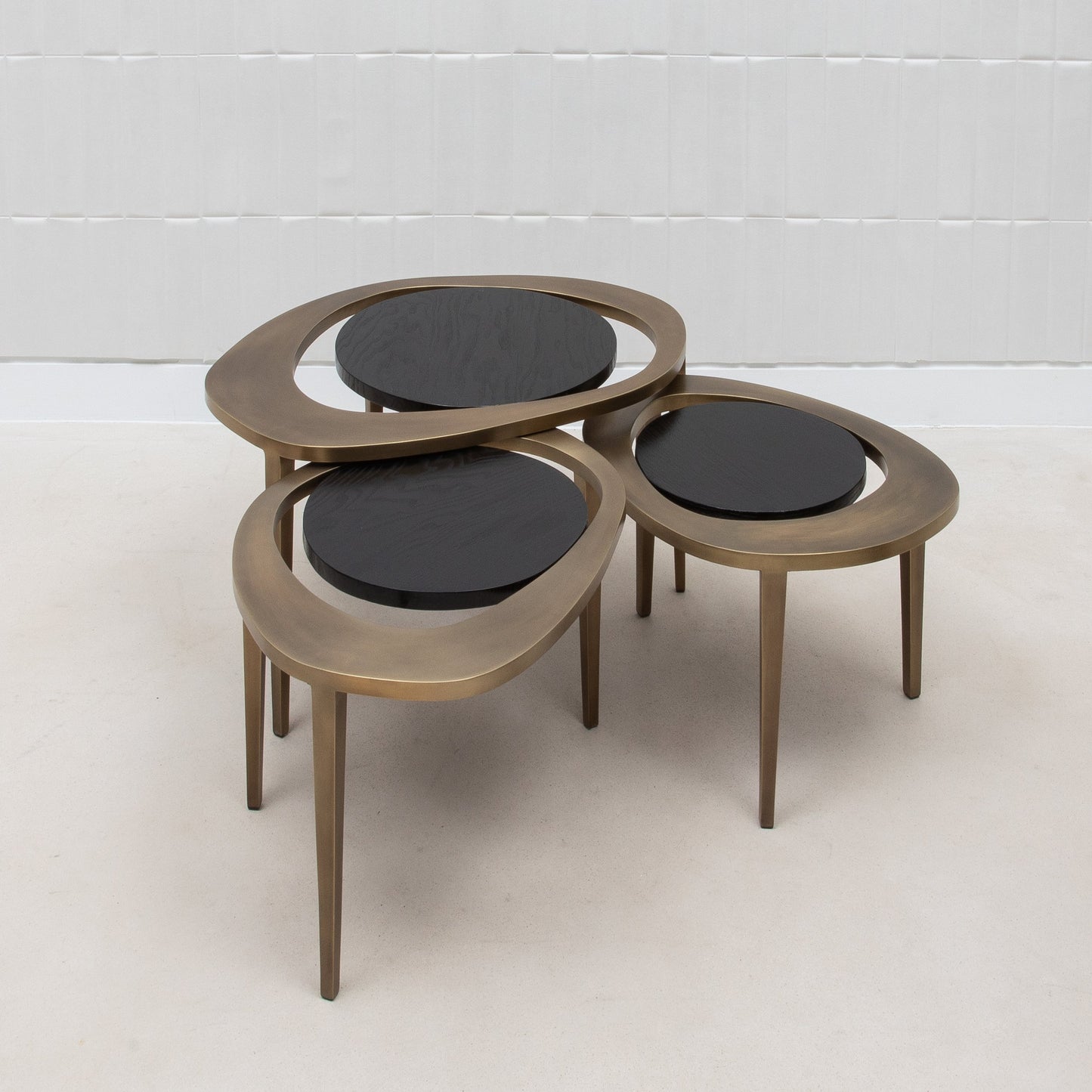 Set of 3 Nesting Tables in Black Oak by R&Y Augousti