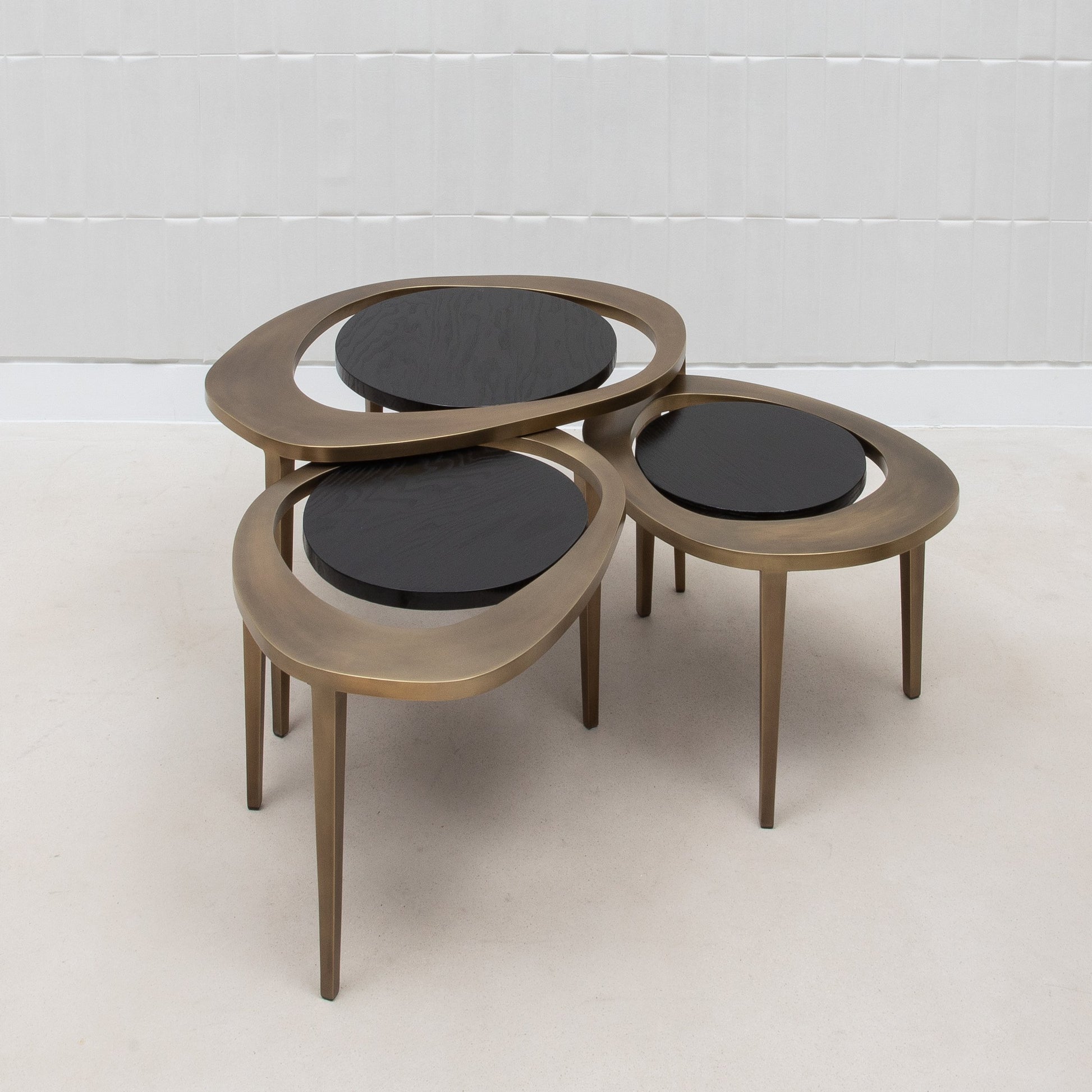 Set of 3 Nesting Tables in Black Oak by R&Y Augousti