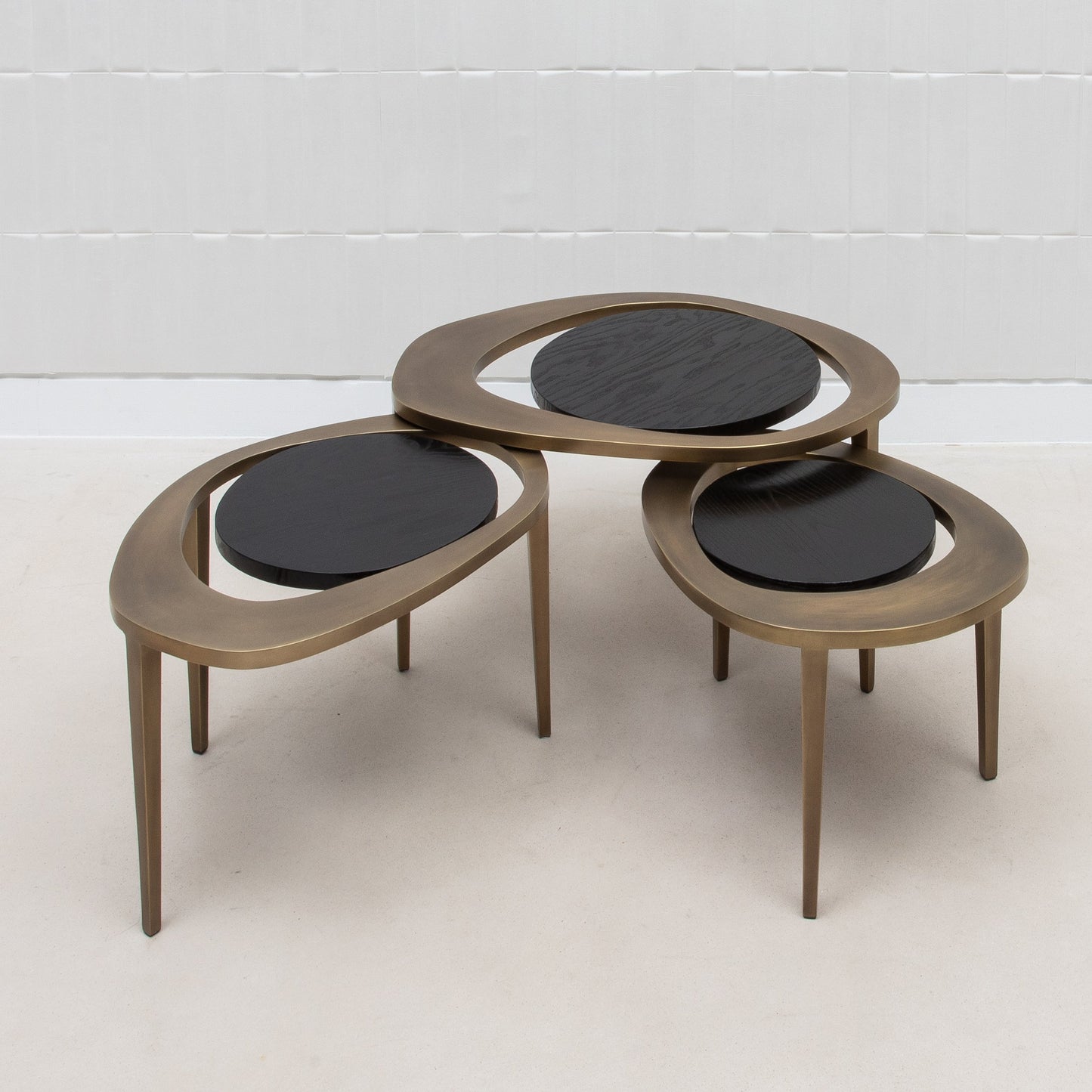 Set of 3 Nesting Tables in Black Oak by R&Y Augousti