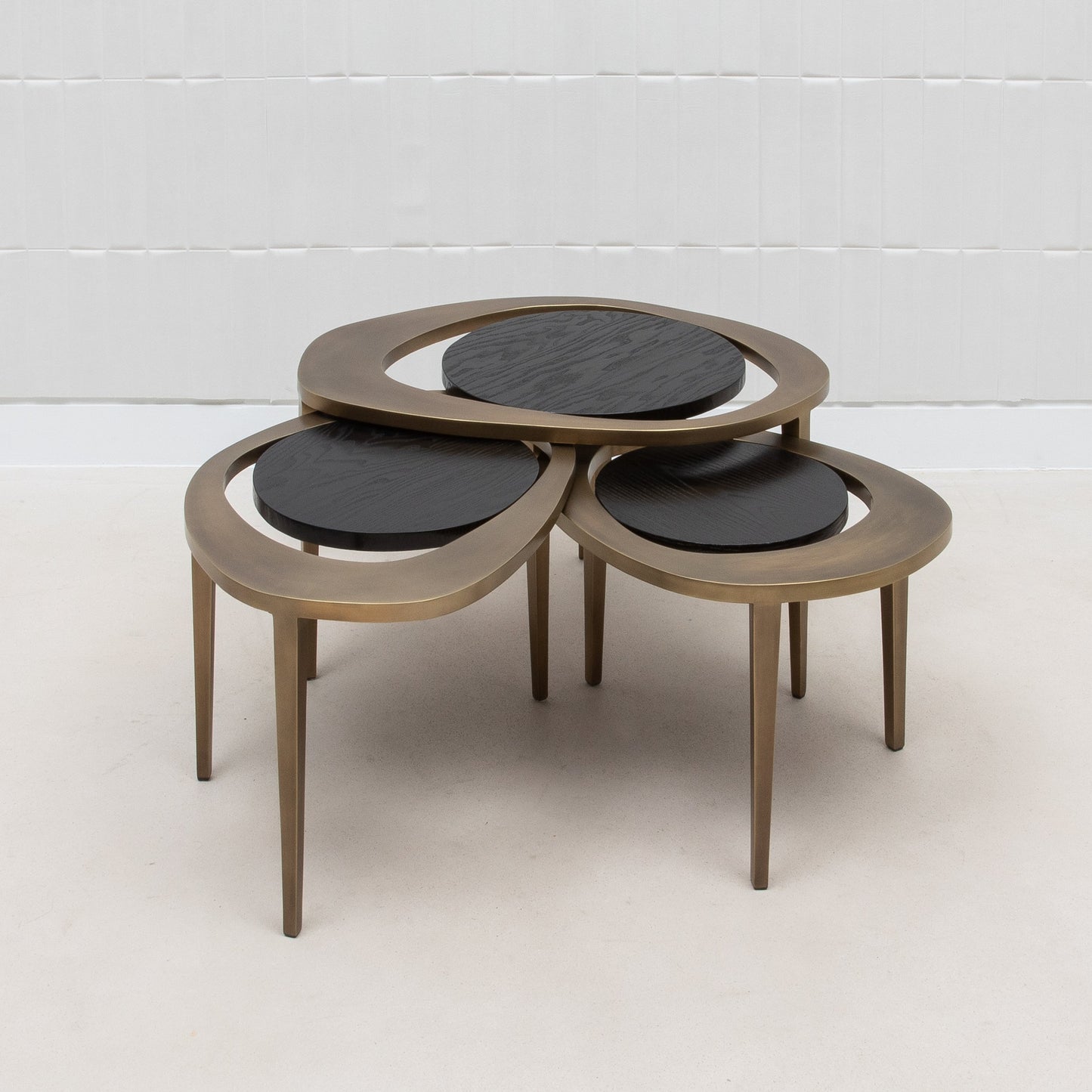 Set of 3 Nesting Tables in Black Oak by R&Y Augousti