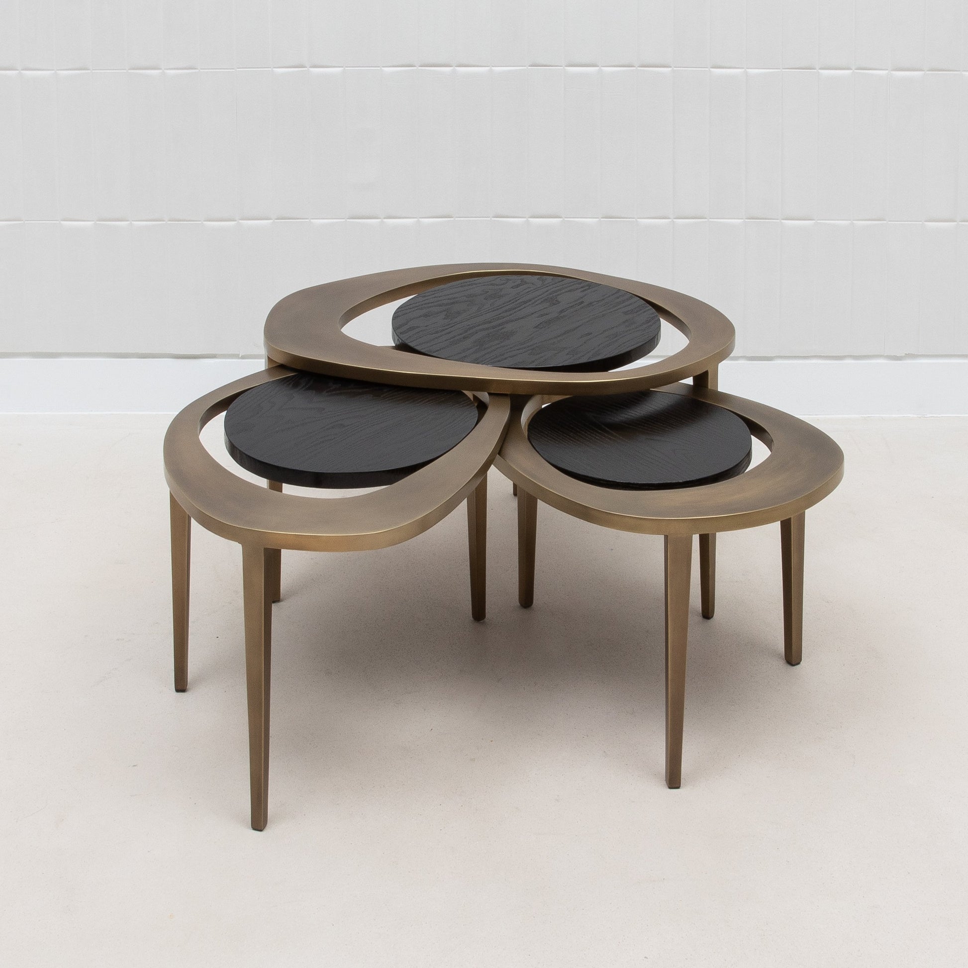 Set of 3 Nesting Tables in Black Oak by R&Y Augousti