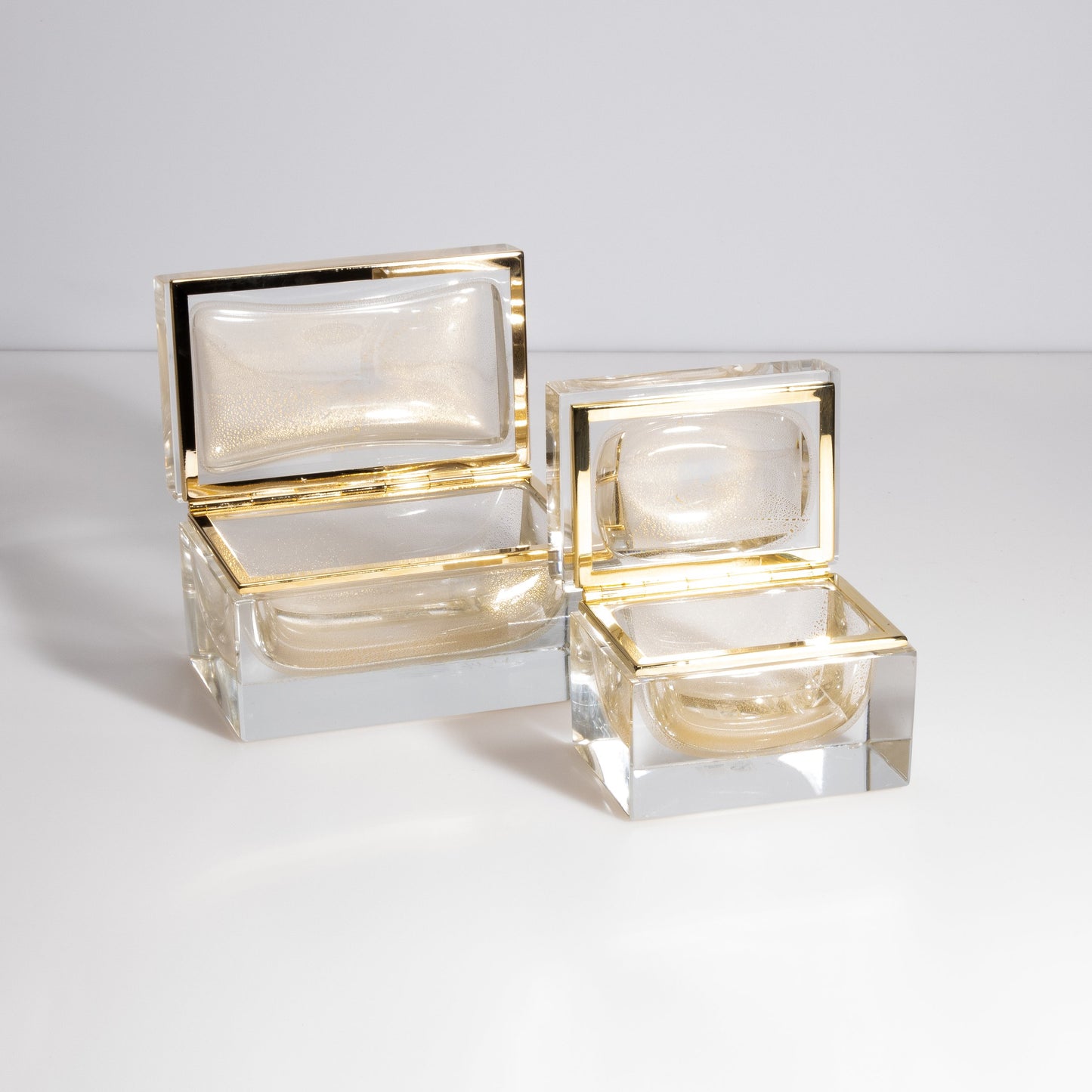 Murano Box with Brass Fittings in 24-Karat Gold Flecks