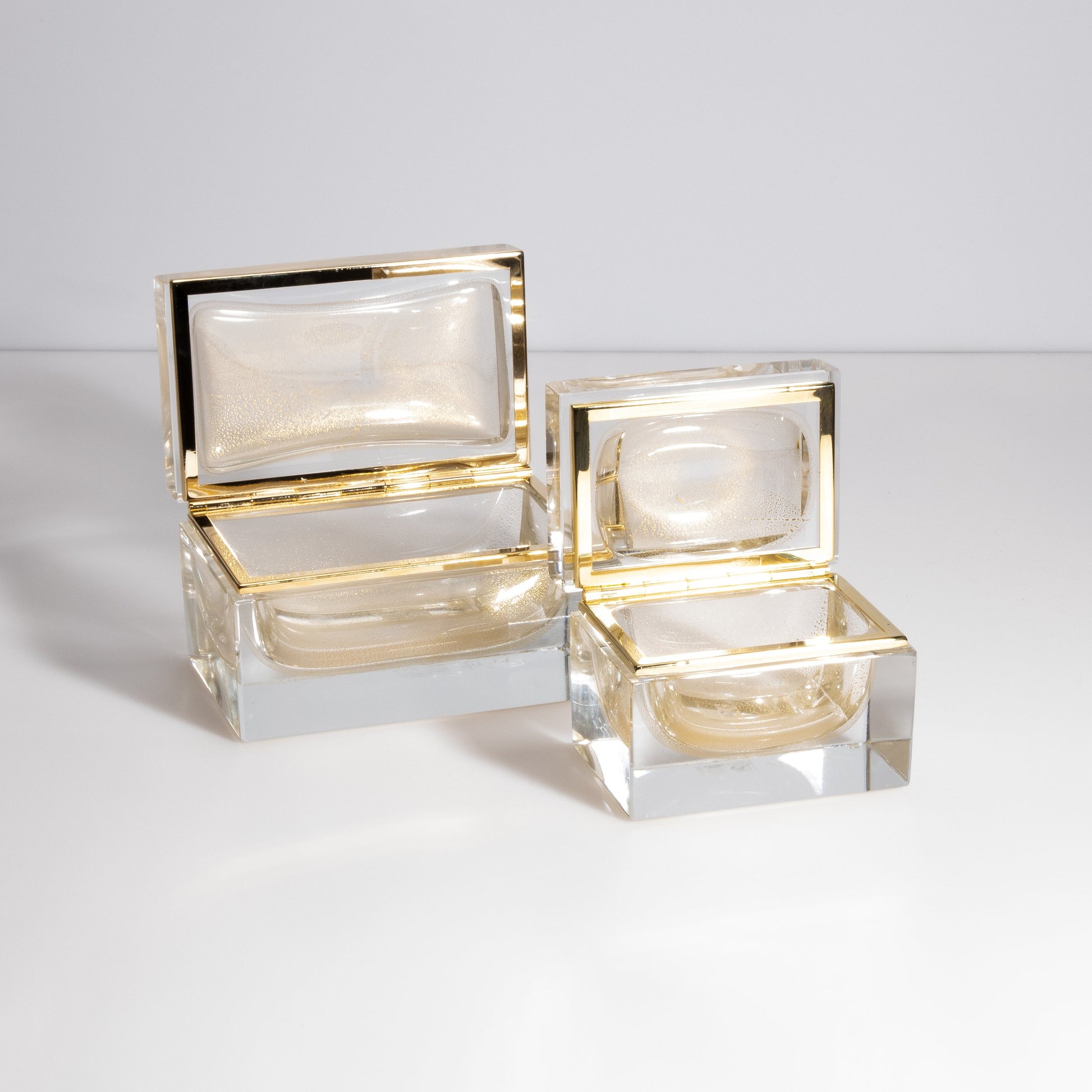 Murano Box with Brass Fittings in 24-Karat Gold Flecks
