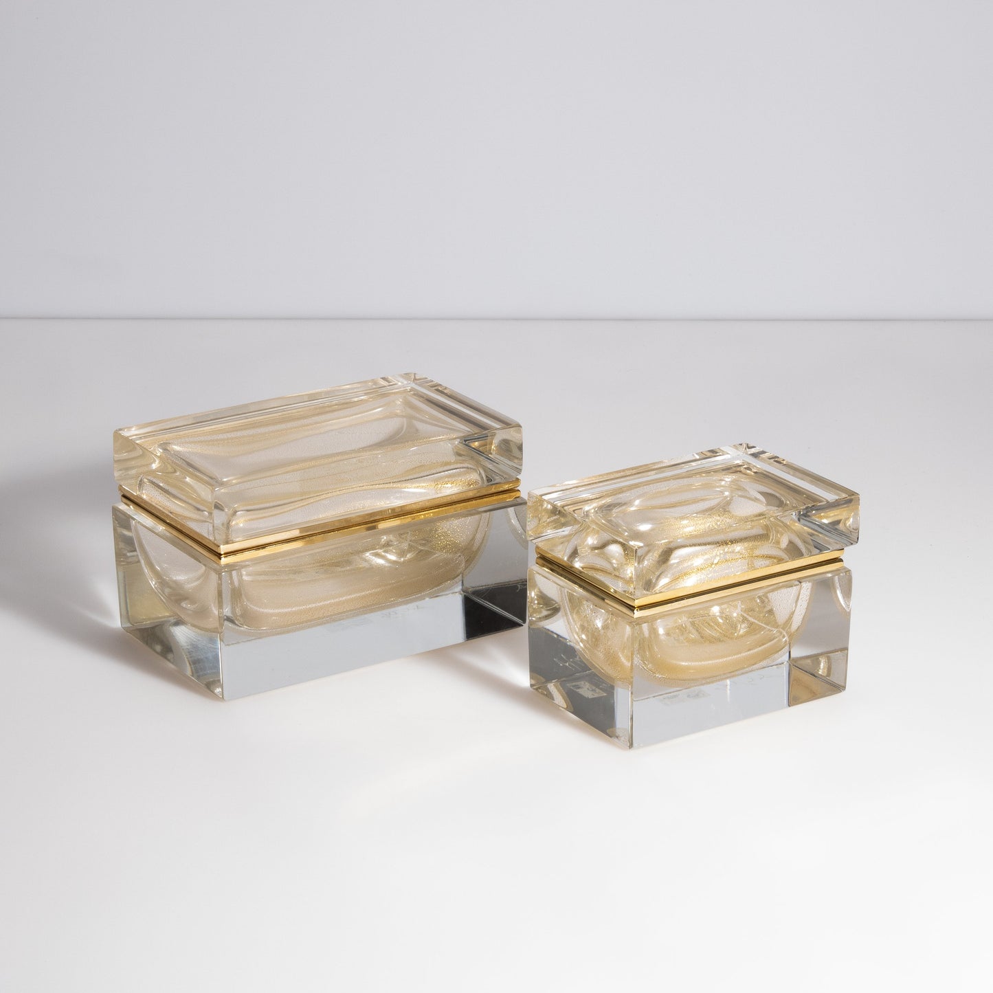 Murano Box with Brass Fittings in 24-Karat Gold Flecks