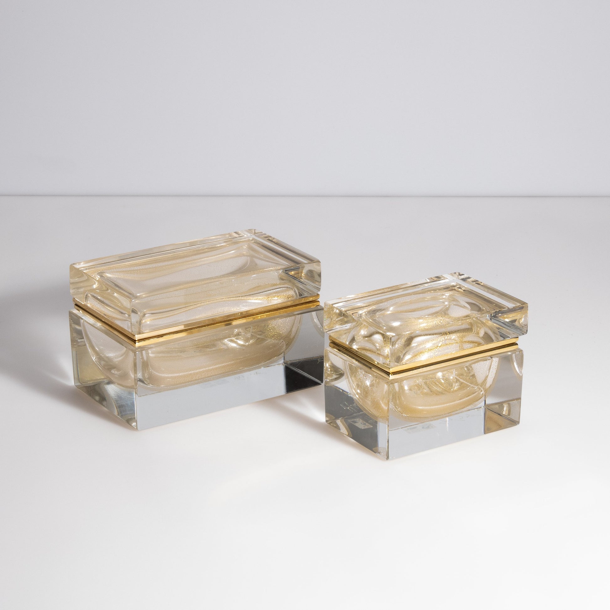 Murano Box with Brass Fittings in 24-Karat Gold Flecks