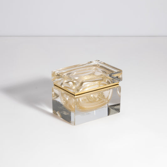 Murano Box with Brass Fittings in 24-Karat Gold Flecks