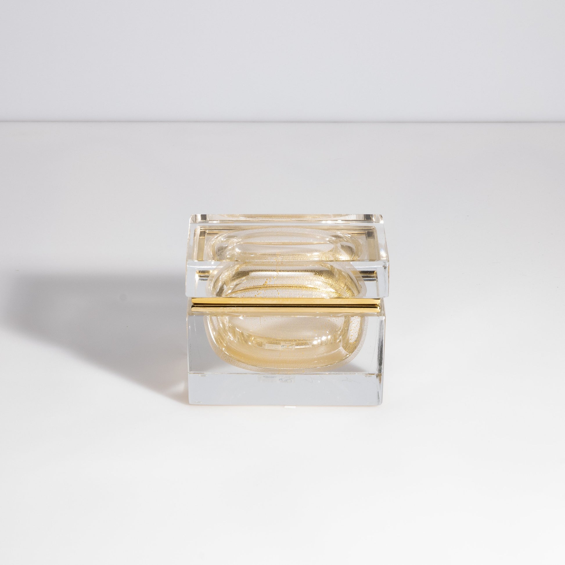 Murano Box with Brass Fittings in 24-Karat Gold Flecks
