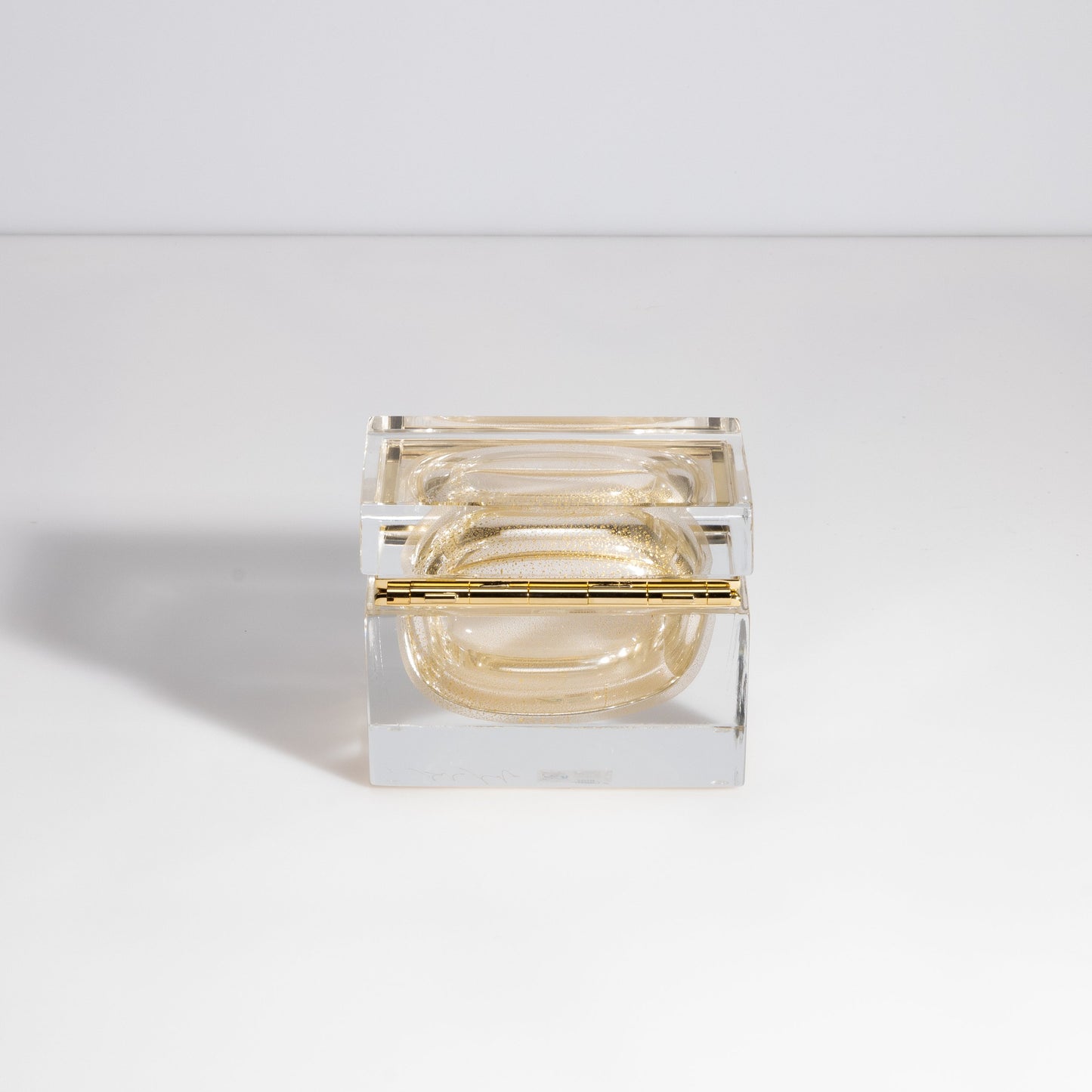 Murano Box with Brass Fittings in 24-Karat Gold Flecks