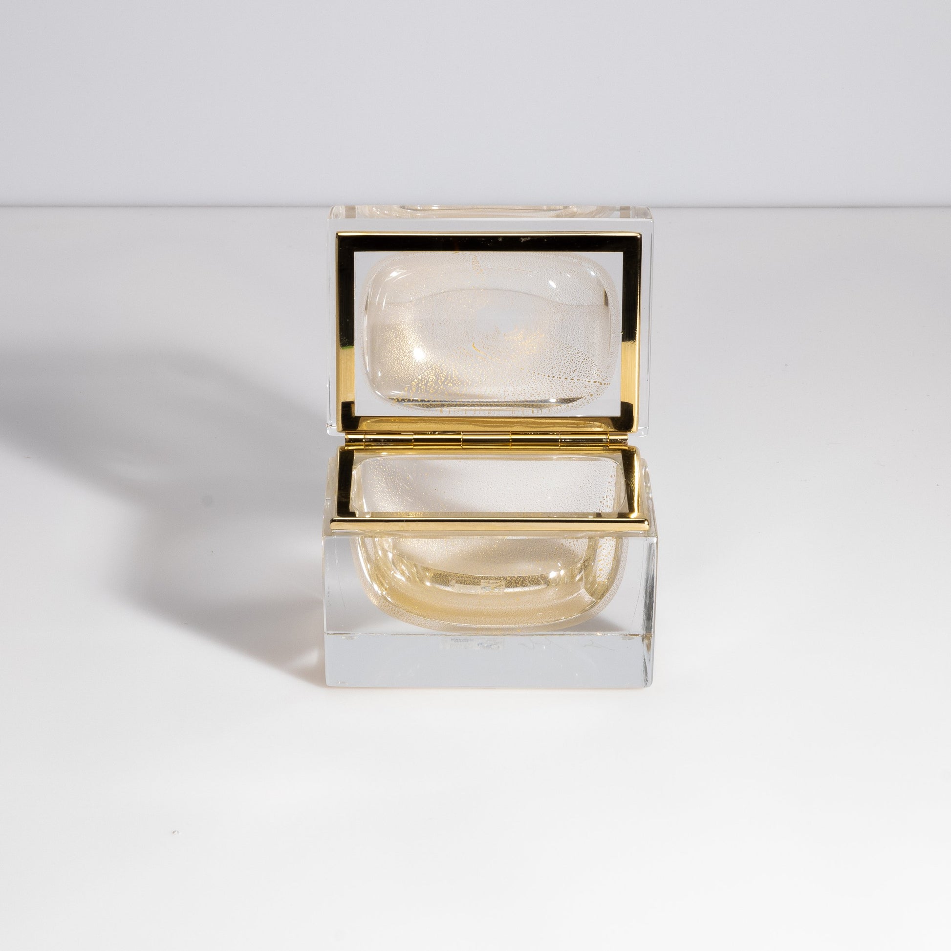 Murano Box with Brass Fittings in 24-Karat Gold Flecks