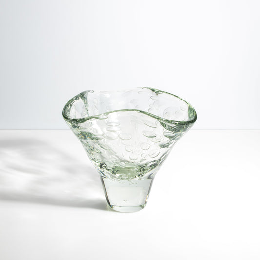 Murano Fluid Vase with Bubbles in Clear