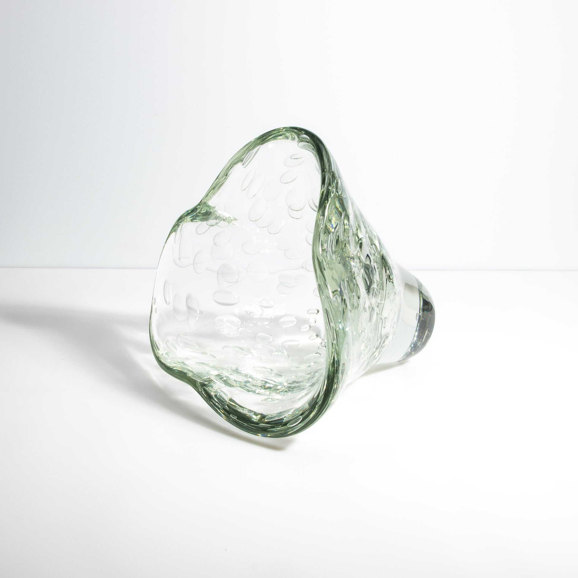 Murano Fluid Vase with Bubbles in Clear