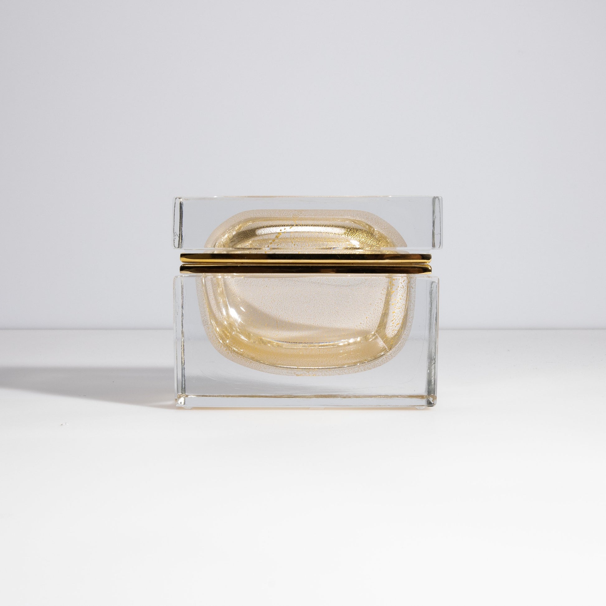 Murano Box with Brass Fittings in 24-Karat Gold Flecks