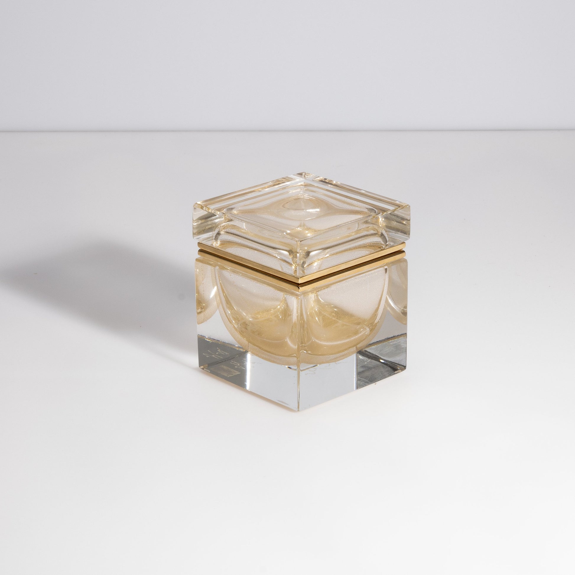 Murano Box with Brass Fittings in 24-Karat Gold Flecks