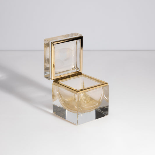 Murano Box with Brass Fittings in 24-Karat Gold Flecks