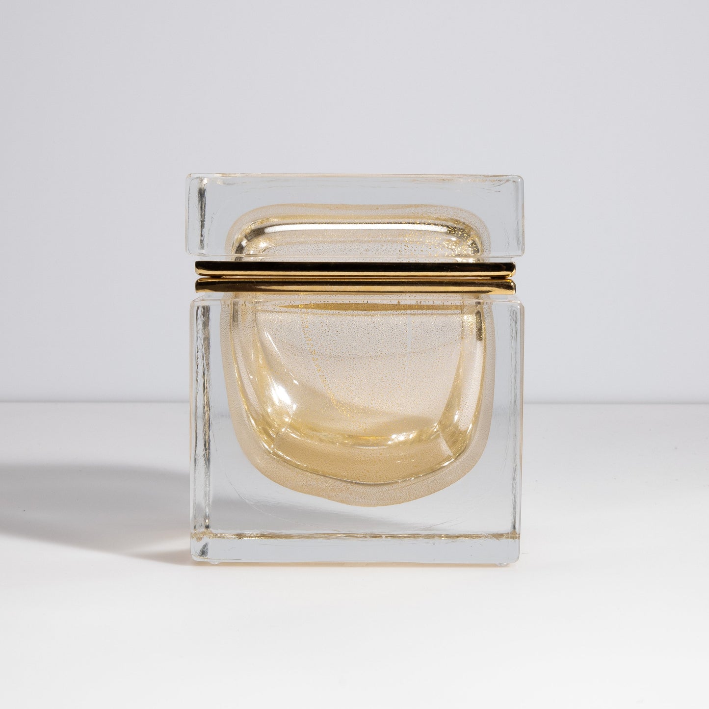Murano Box with Brass Fittings in 24-Karat Gold Flecks