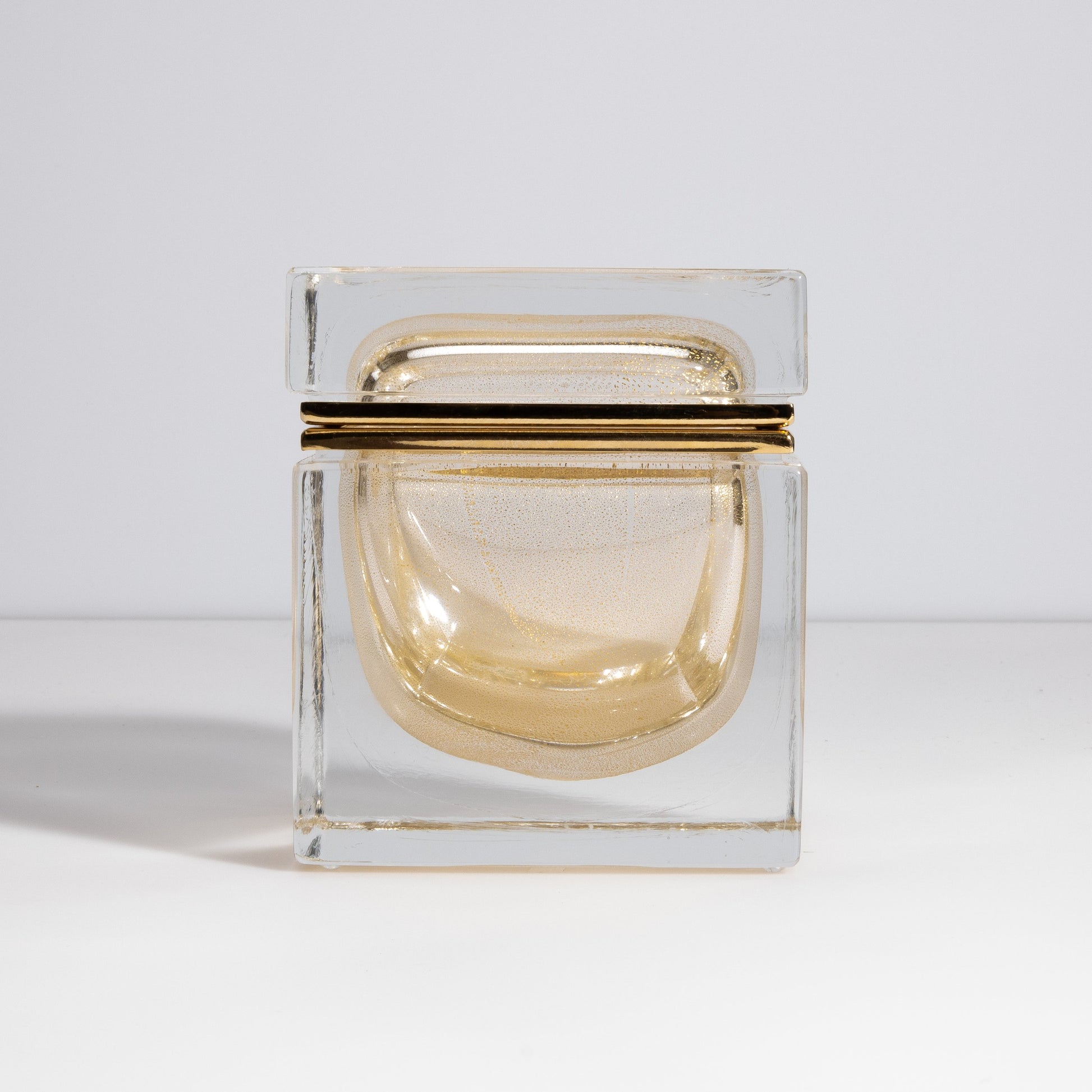 Murano Box with Brass Fittings in 24-Karat Gold Flecks