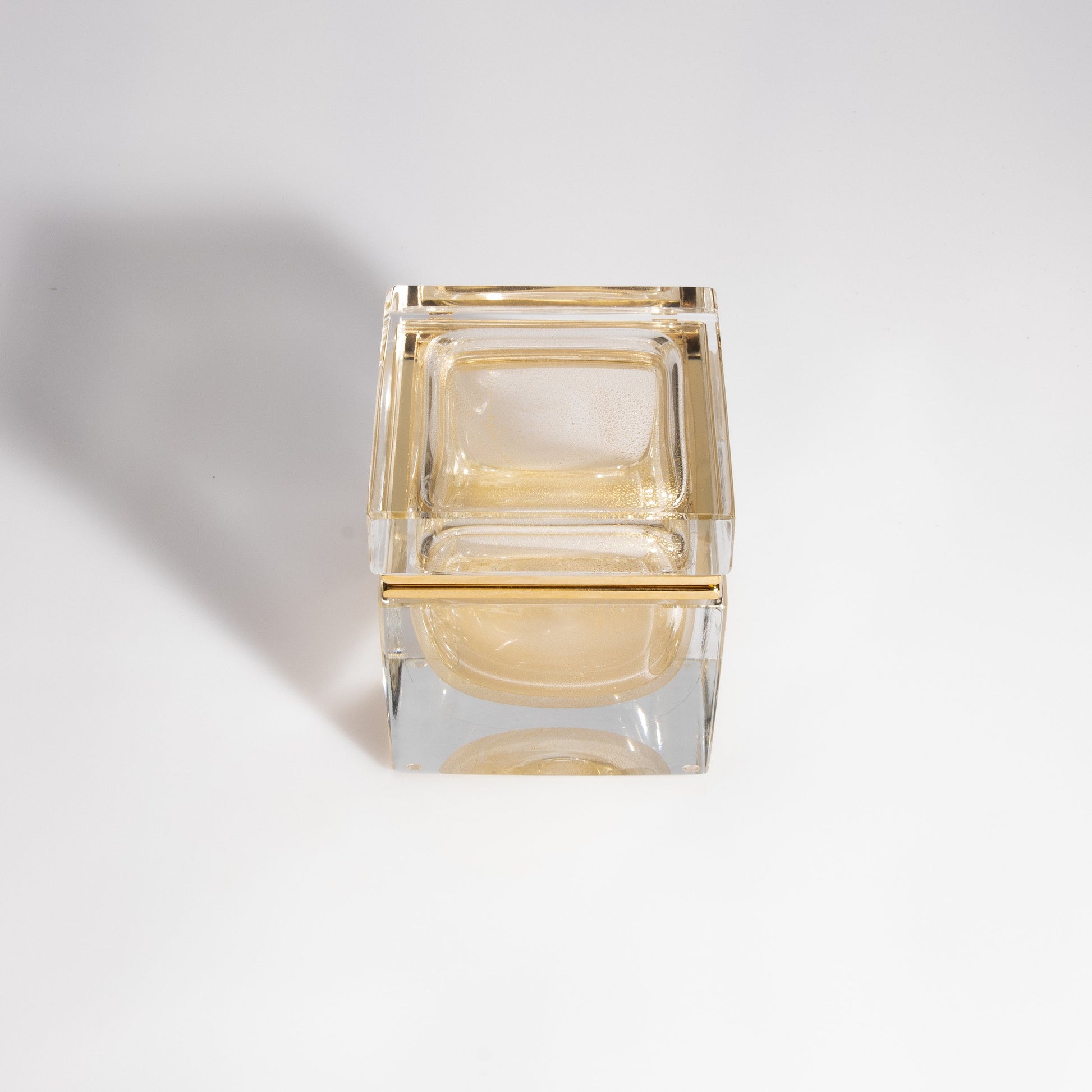 Murano Box with Brass Fittings in 24-Karat Gold Flecks