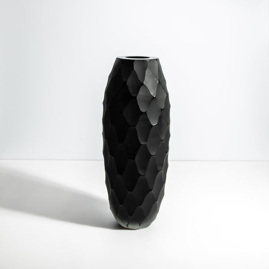Murano Battuto Tall Vase in Black