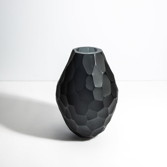 Murano Batutto Vase in Deep Grey