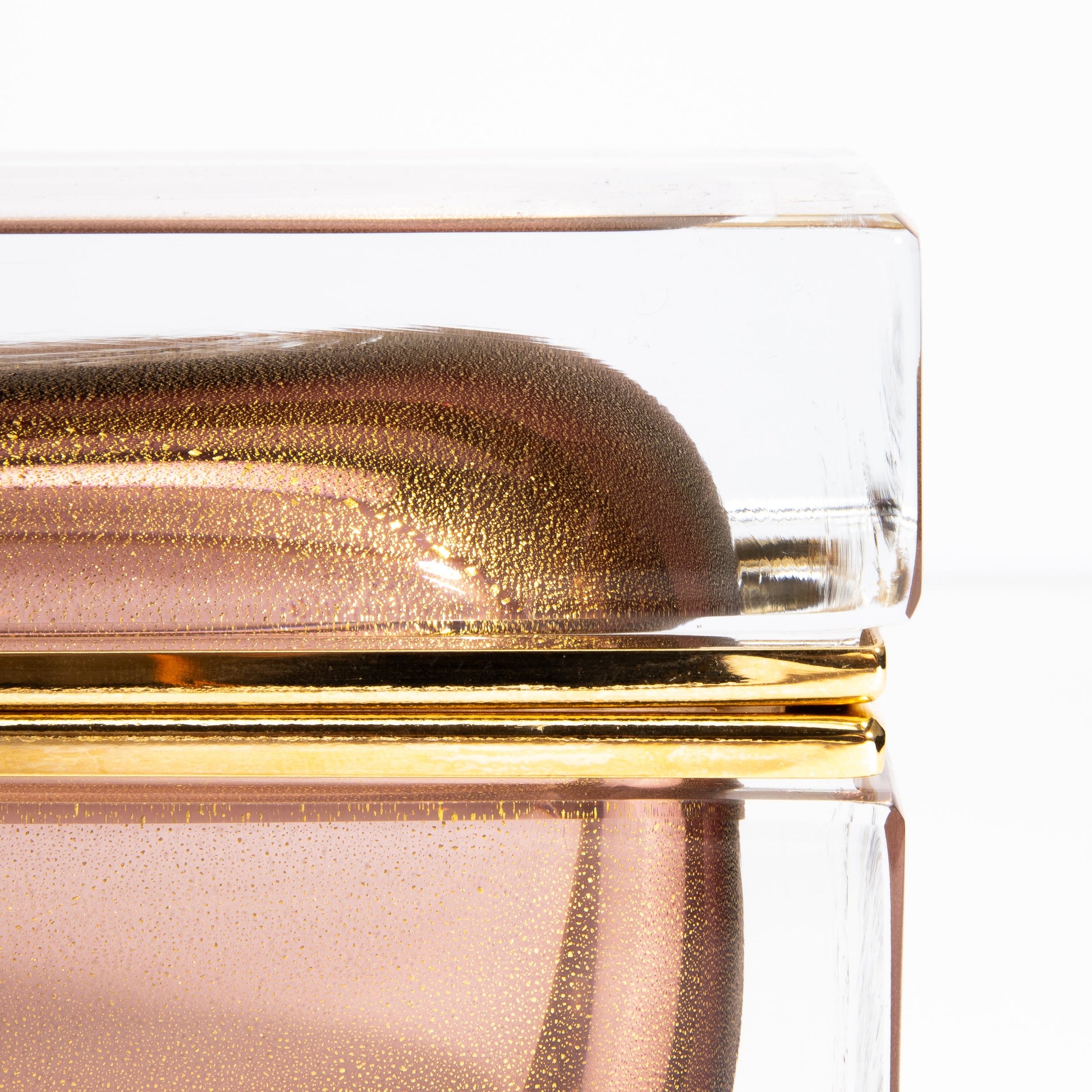 Murano Box with Brass Fittings in Amethyst 24-Karat Gold Flecks