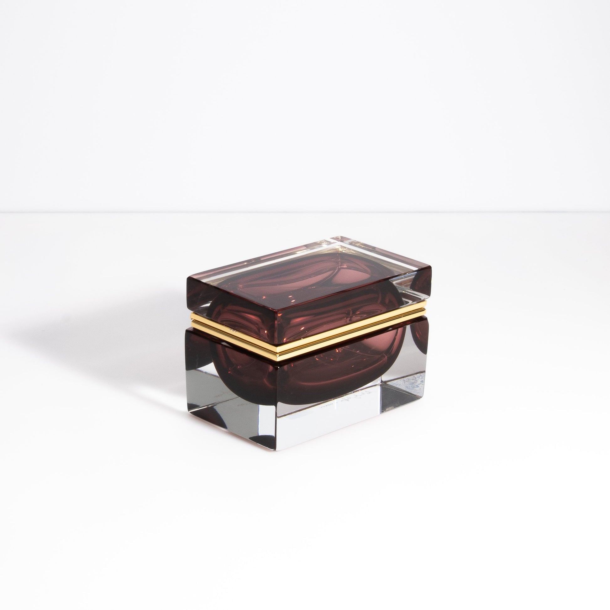 Murano Box with Brass Fittings in Amethyst