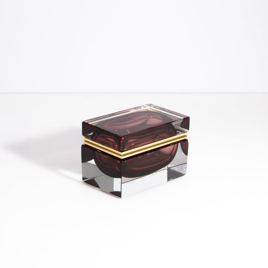 Murano Box with Brass Fittings in Amethyst